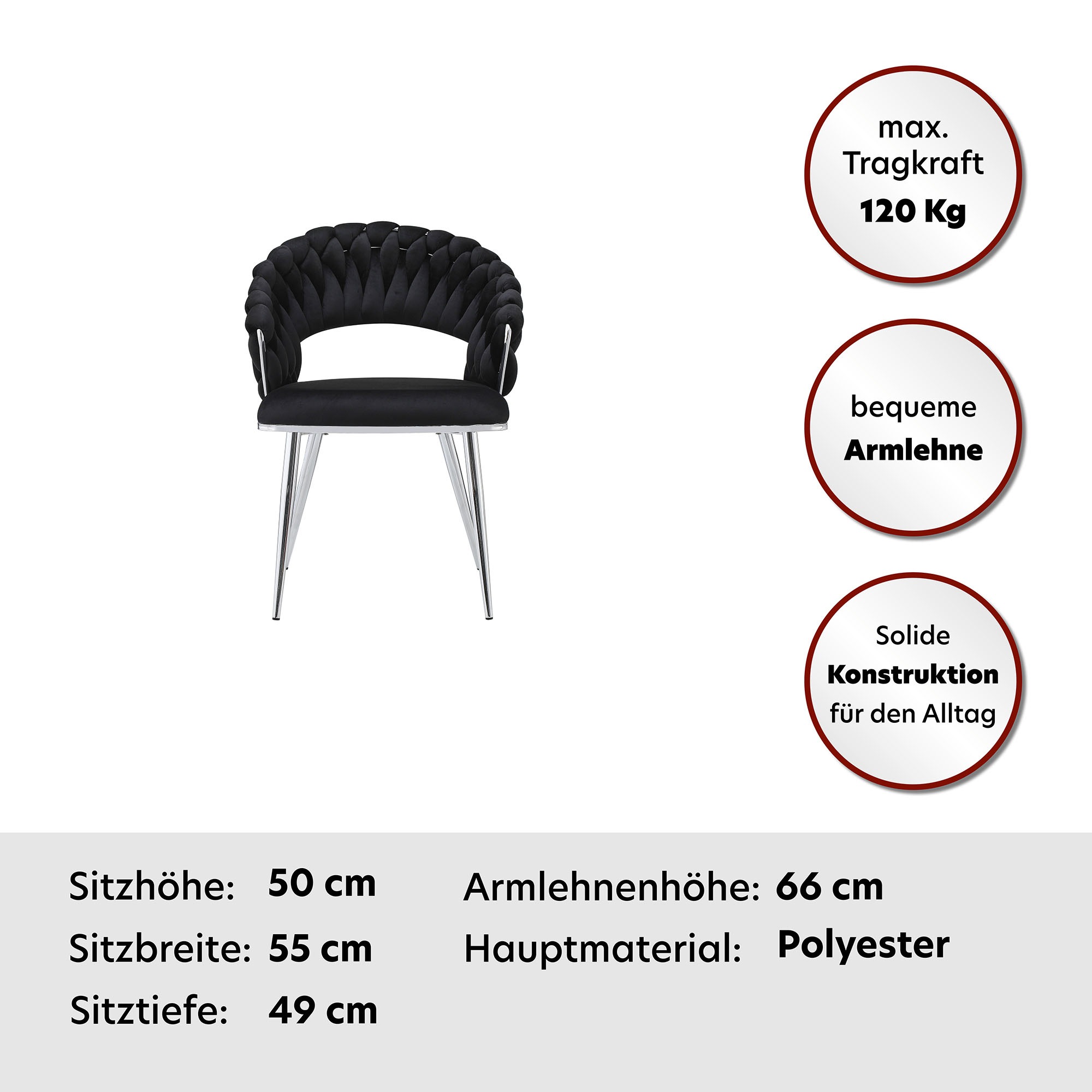 Kayoom Polsterstuhl »Stuhl Finesse 125 2er-Set, TOPSELLER! Flechtverarbeitung am Rücken«, (Set), 2 St., 2-er Set, angesagter Flechtoptik, bequem und stabil