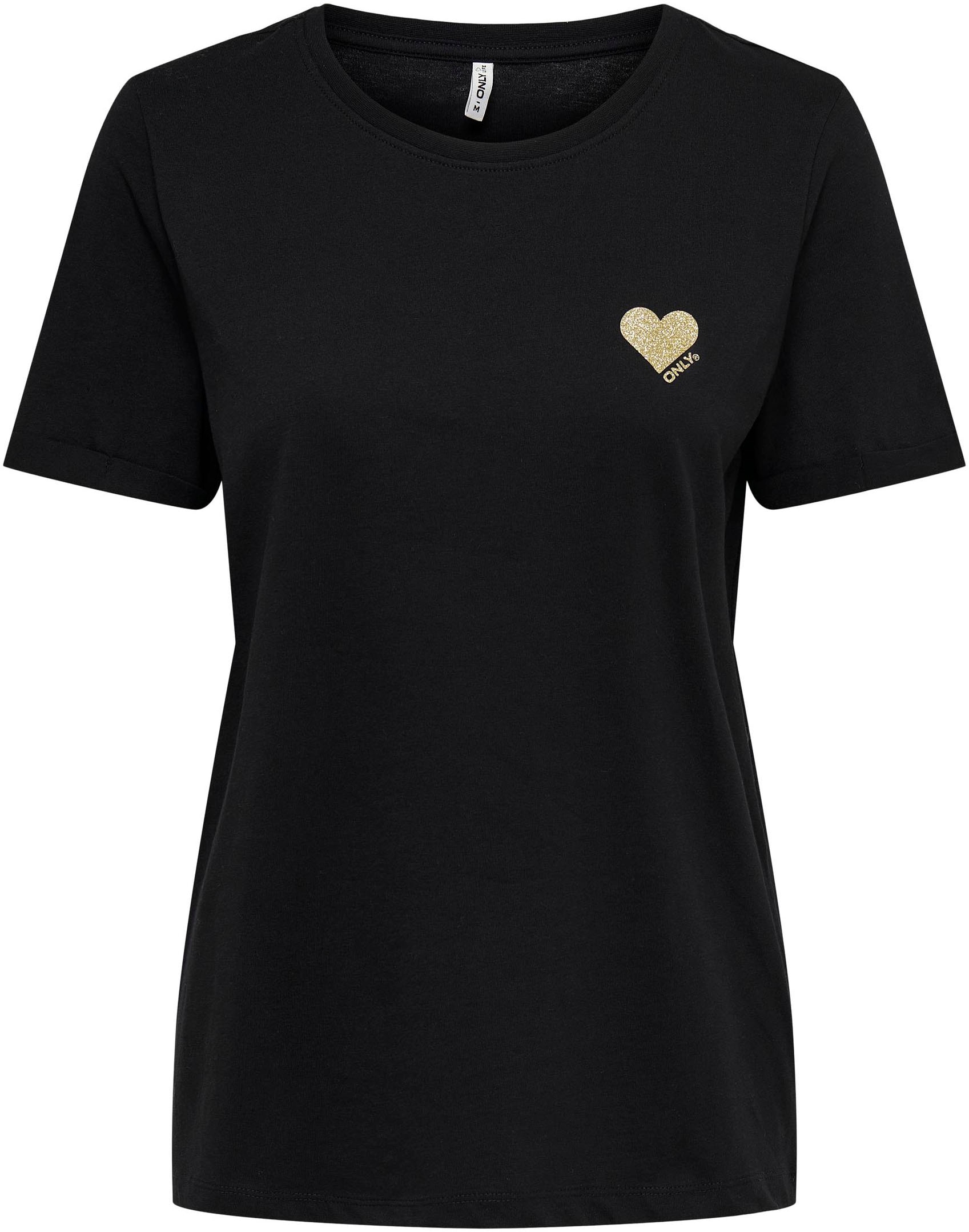 ONLY Kurzarmshirt »ONLKITA – T-Shirt mit Logo-Print und Rundhalsausschnitt«, regular fit, casual, Single Jersey, Baumwolle, Rundhals