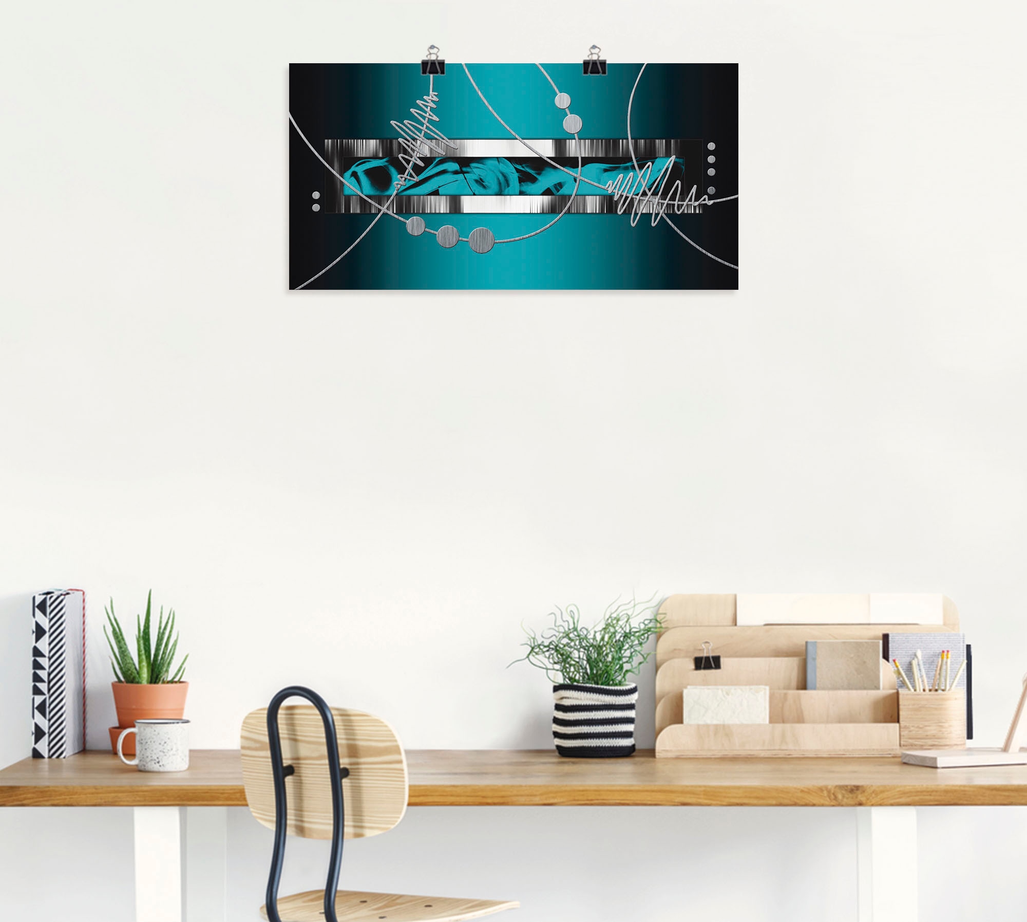 Artland Wandbild »Silber abstrakt auf petrol« Gegenstandslos 1 Stk. tlg. als Alubild, Leinwandbild, Poster in verschied. Grössen