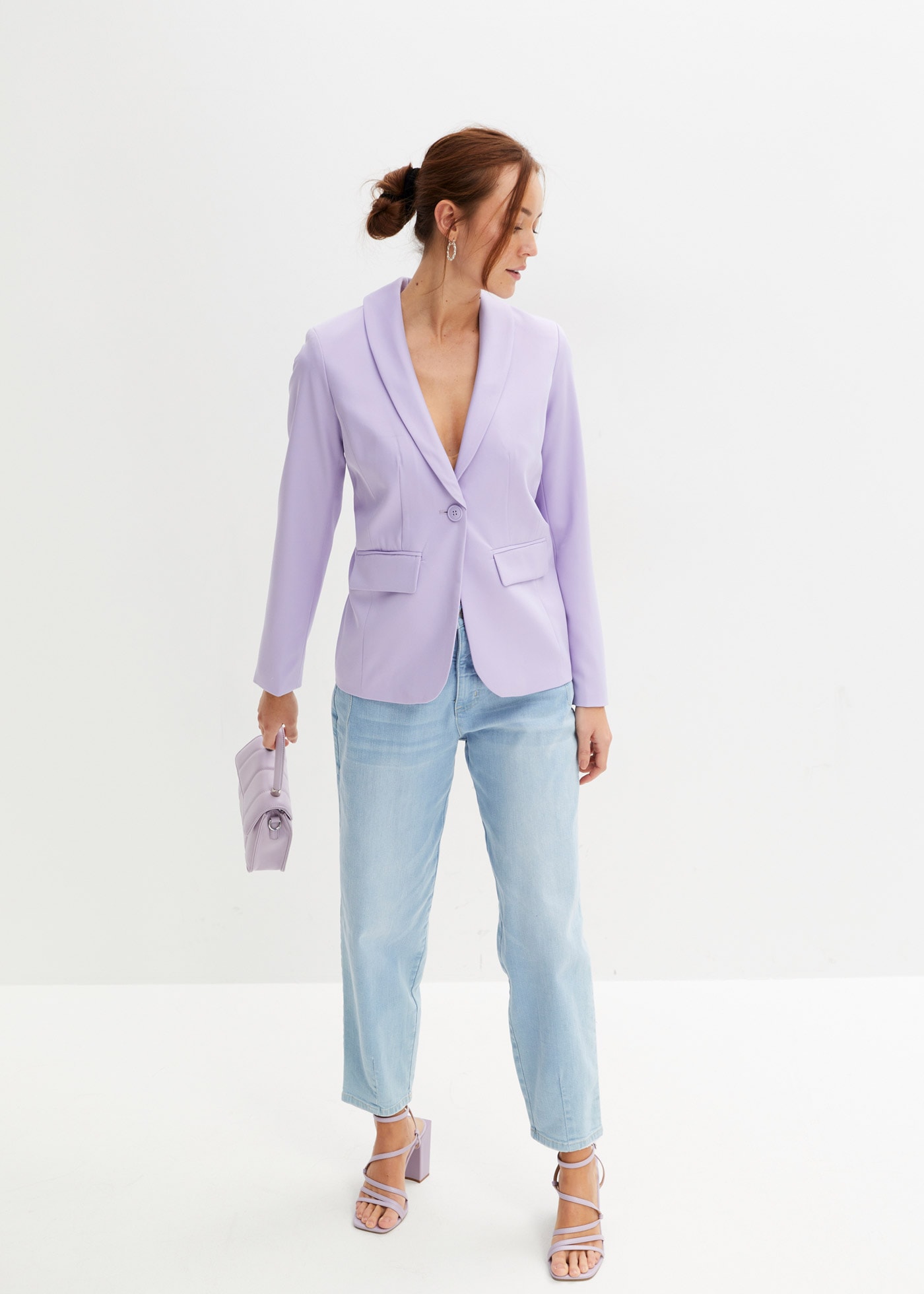 bonprix Veste blazer eleganter Look, schmale Passform, aus Polyester und Elasthan