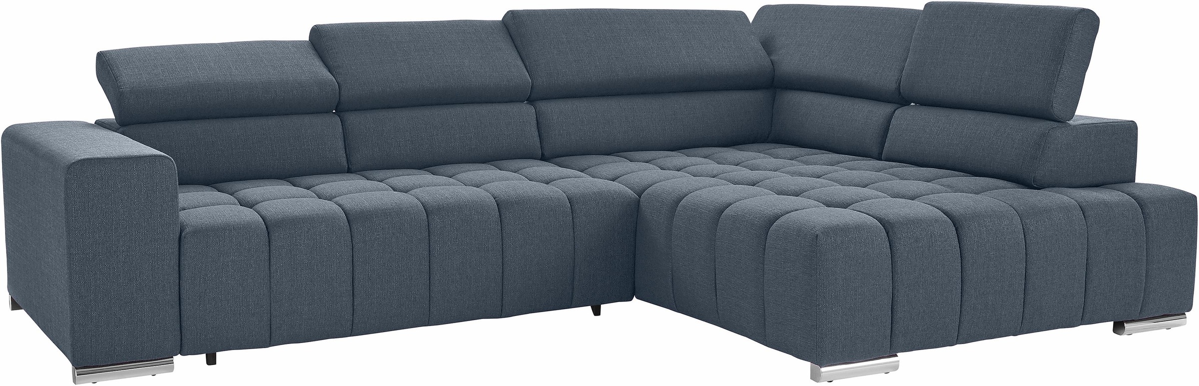 exxpo - sofa fashion Ecksofa »Elias, aktuelle Kreuzsteppung im Sitz, bequem, Breite 307cm, L-Form« mit Kopf- bzw. Rückenverstellung, wahlweise mit Bettfunktion