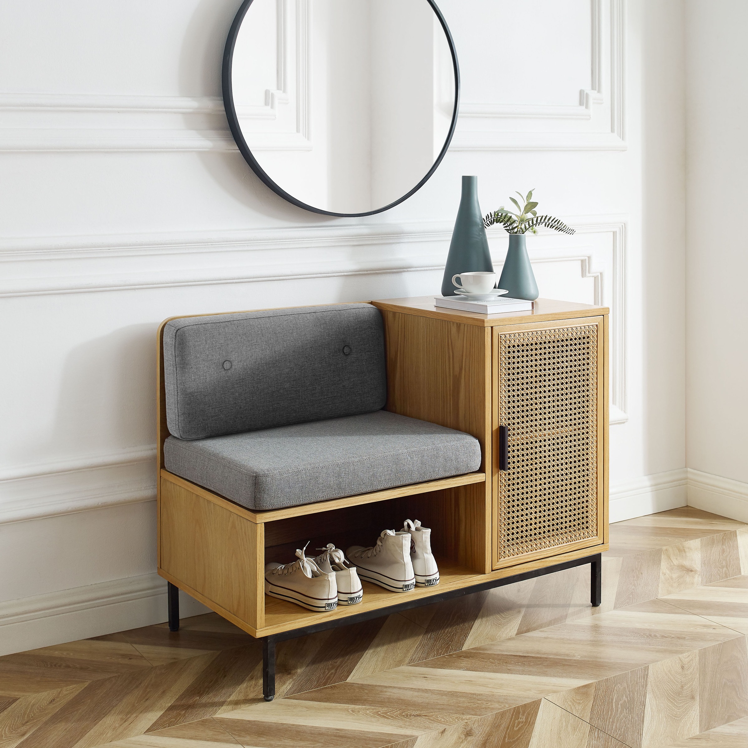 Image of Leonique Sitzbank »Naemi«, Garderobenbank mit Wiener Geflecht und gepolstertem Sitz -und Rücken bei Ackermann Versand Schweiz