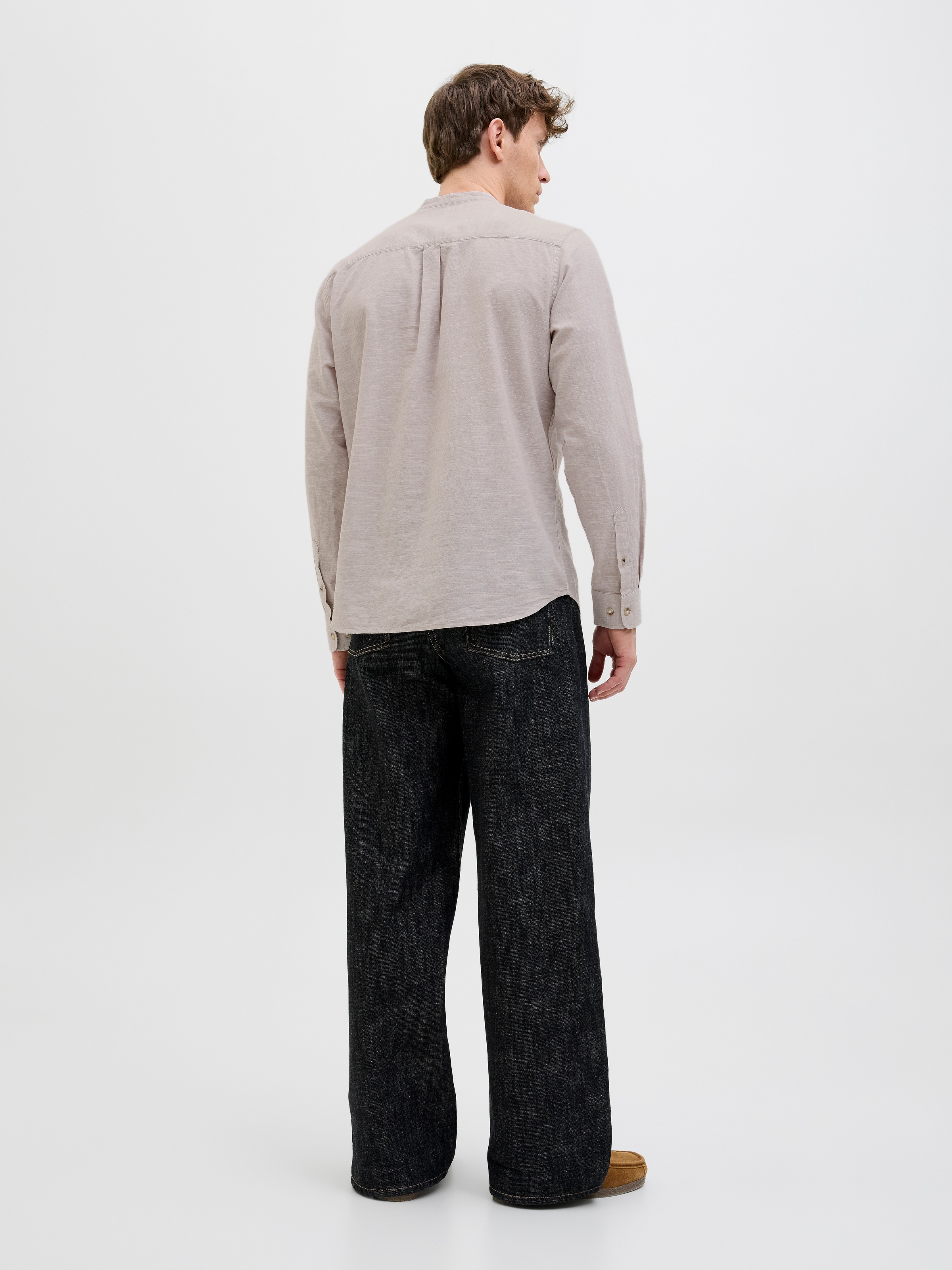 Jack & Jones Langarmhemd »JJESUMMER HALF PLACKET SHIRT LS SN«, mit Bandkragen