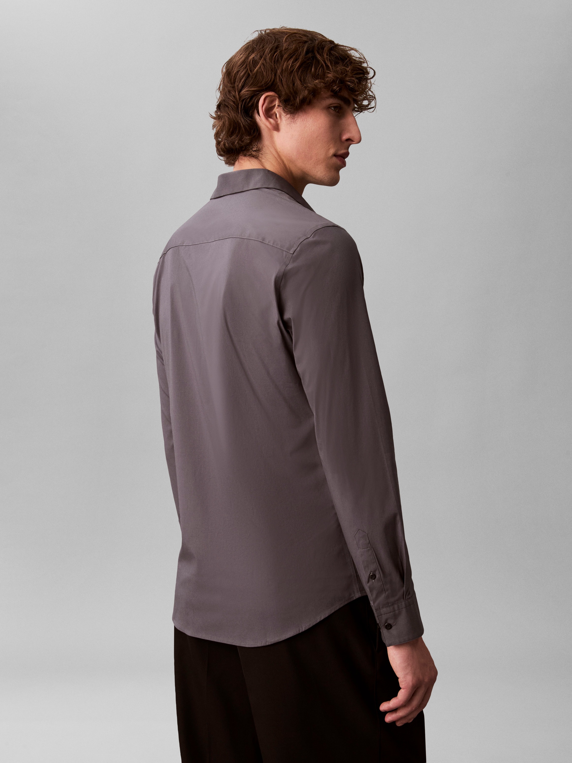Calvin Klein Langarmhemd »LONG SLEEVE SOLID STRETCH SLIM SHIRT« slim fit, in Unifarbe