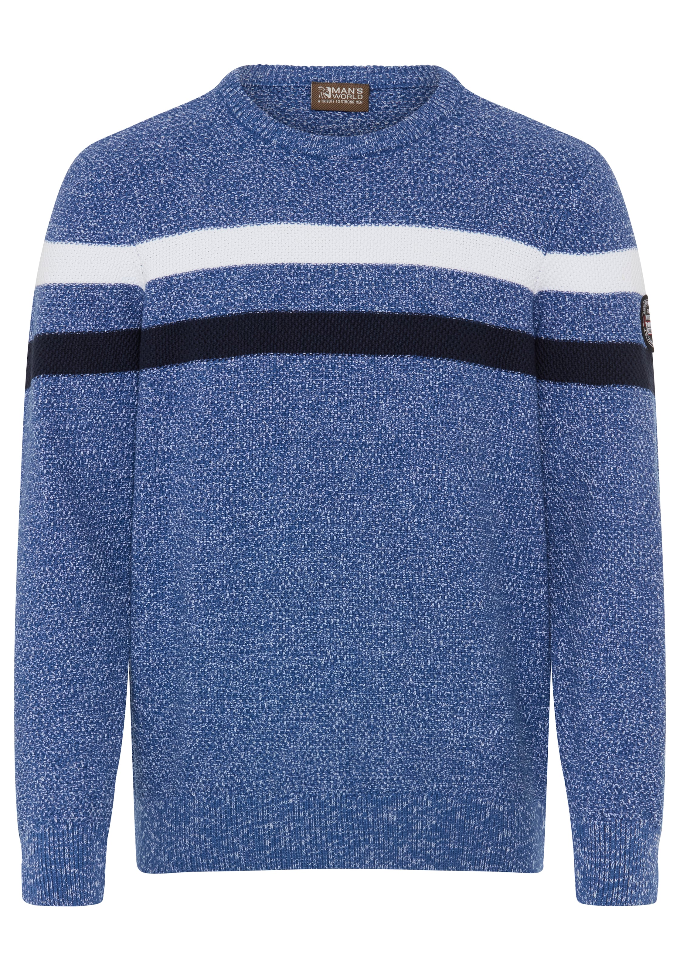 Man's World Pull à col rond »Bis Grösse 5 XL« aspect chiné
