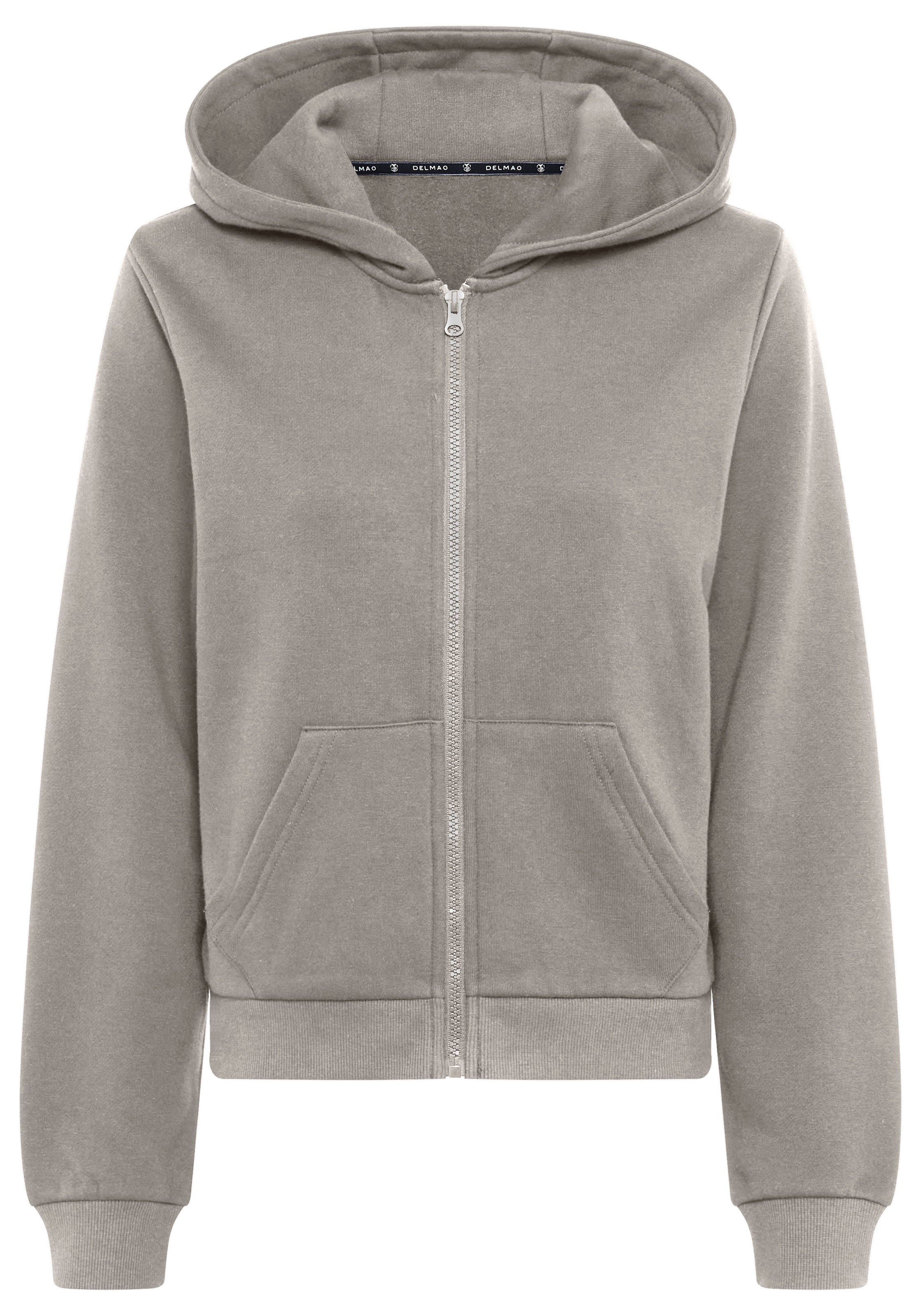 DELMAO Kapuzensweatjacke, mit Reissverschluss, Kapuze & Kängurutasche