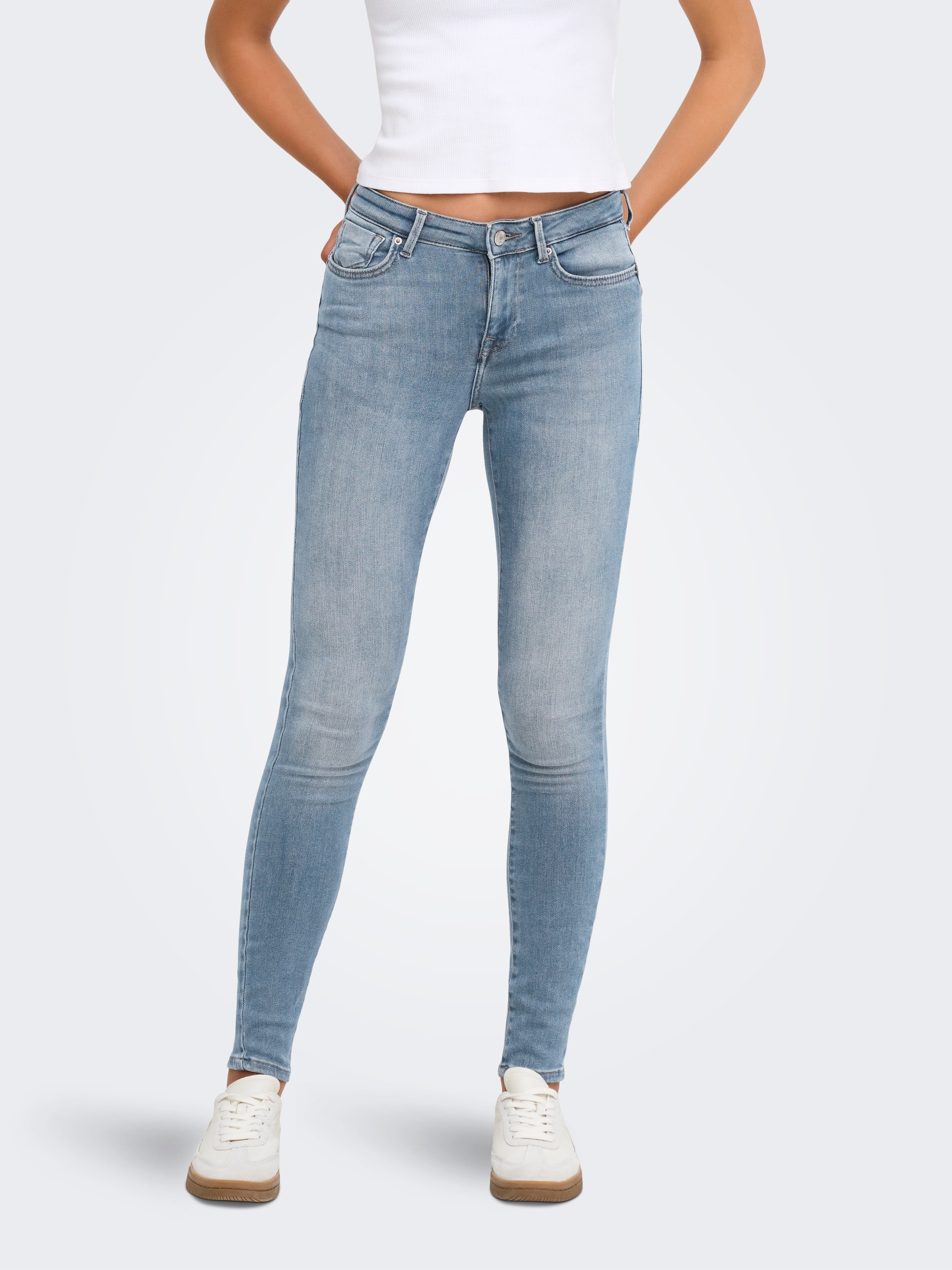 Image of ONLY Skinny-fit-Jeans "ONLPOWER MID SKIN PUSHUP DNM REA968 NOOS" Baumwollmischung, skinny fit