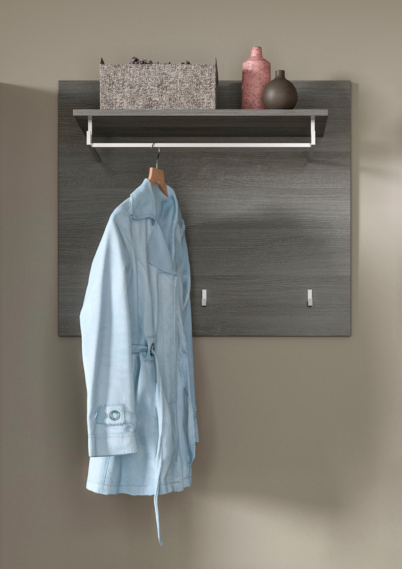Image of Home affaire Garderobenpaneel "Rumba, Breite 80cm, 3 Haken, 1 Kleiderstange, 1 Ablageboden" Garderobe, Paneel, Wandpaneel, Flurmöbel