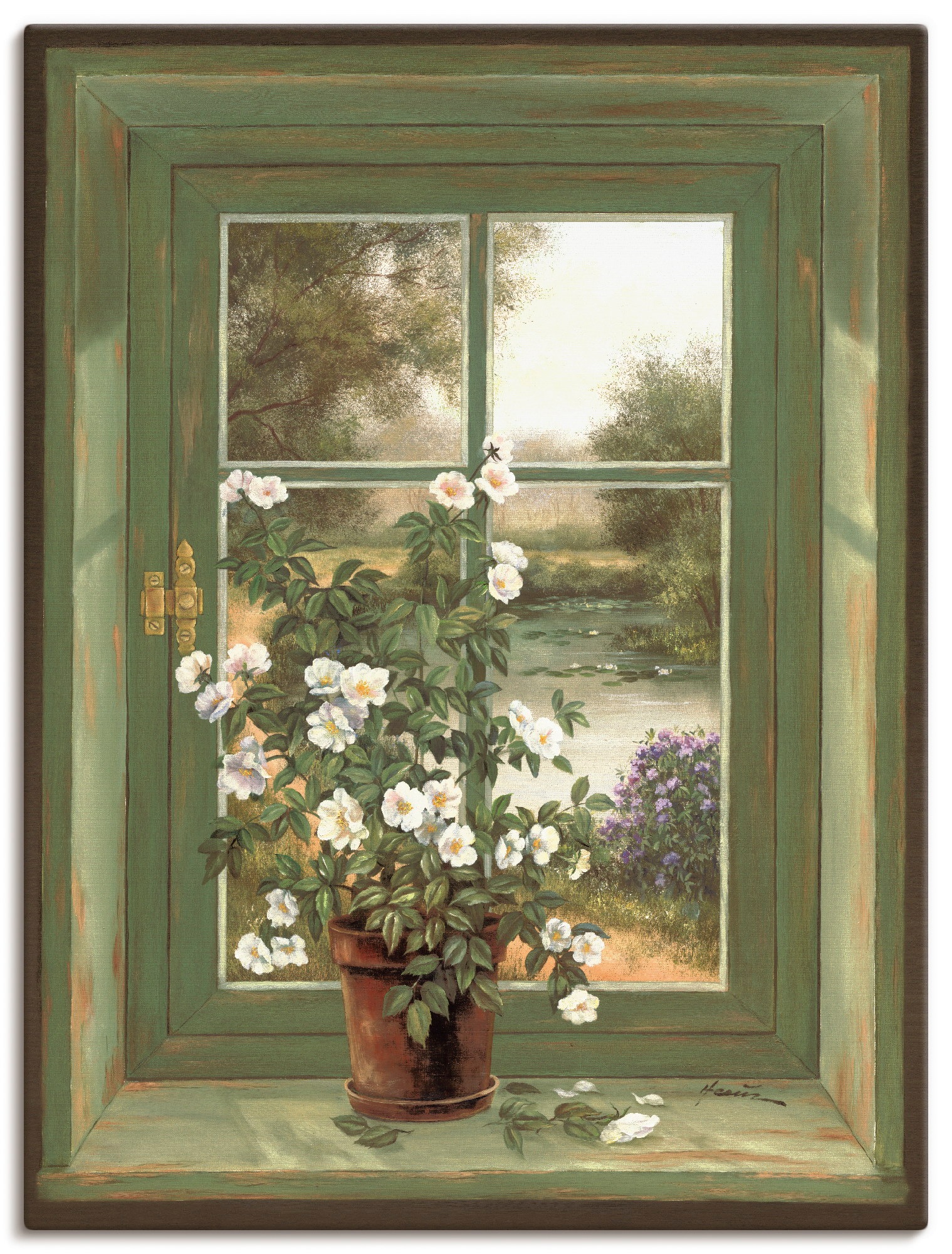 Image of Artland Wandbild »Wildrosen am Fenster«, Arrangements, (1 St.), in vielen Grössen & Produktarten - Alubild / Outdoorbild für den Aussenbereich, Leinwandbild, Poster, Wandaufkleber / Wandtattoo auch für Badezimmer geeignet bei Ackermann Versand Schweiz