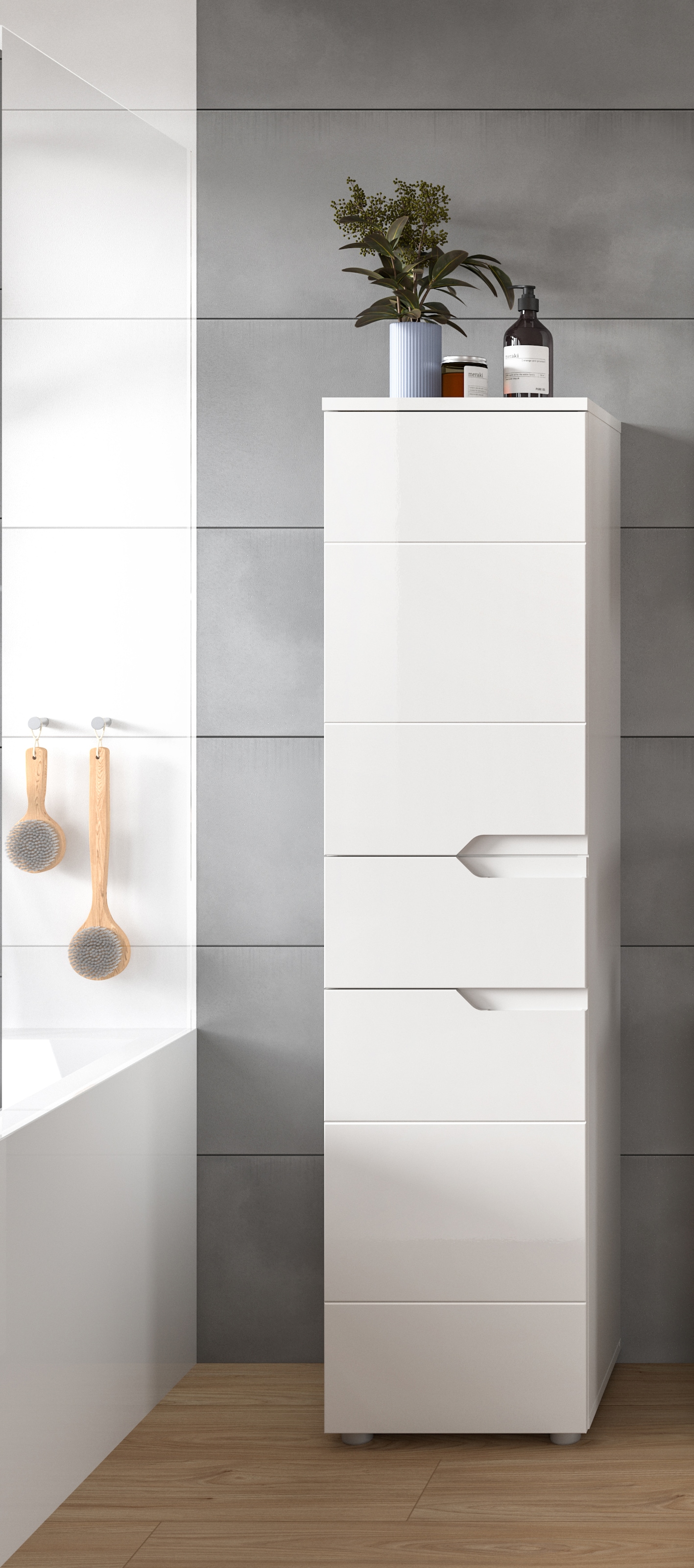 INOSIGN Armoire intermédiaire »CAPRI, Höhe 151cm, 2 Türen mit Soft-Close-Funktion, 1 Schubkasten« Mehrzweckschrank, Universalschrank, Badschrank, Badhochschrank