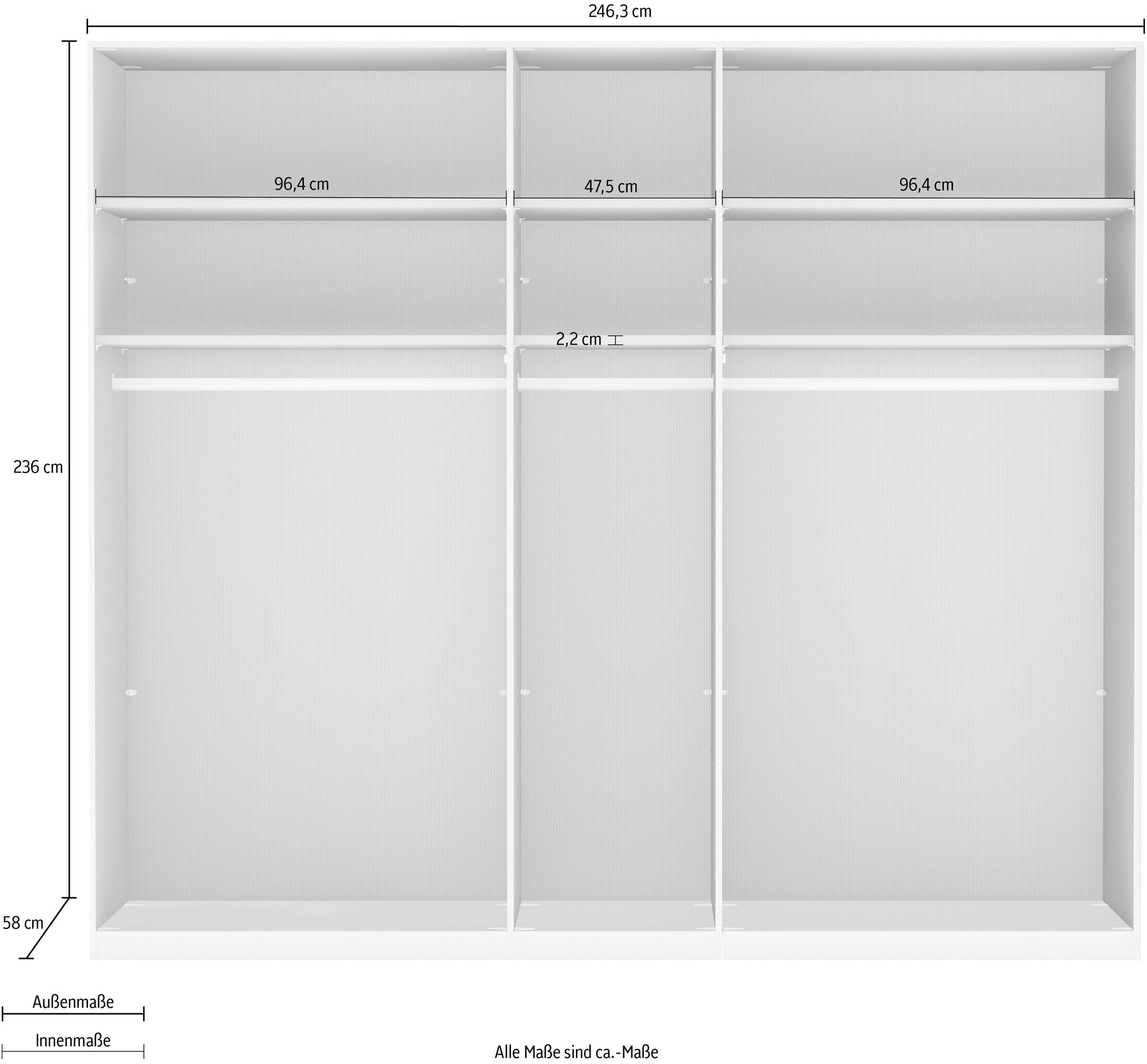 WIEMANN Armoire à portes pliantes »Monaco« mit Glasfront sowie hochwertige Beschläge