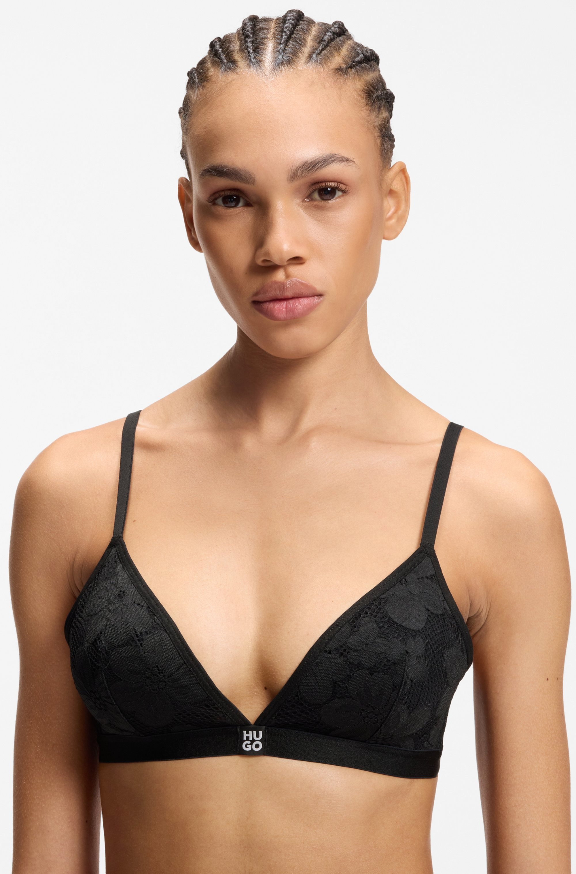 HUGO Underwear Soutien-gorge triangle aus geblümter Spitze mit herausnehmbarer Wattierung
