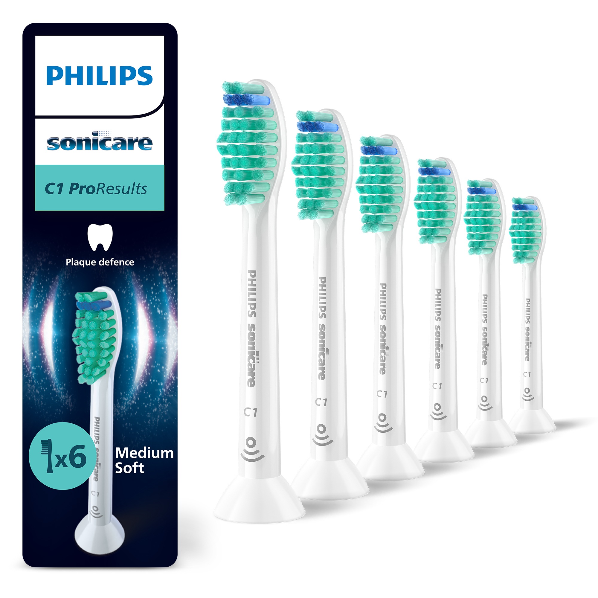 Image of Philips Sonicare Aufsteckbürsten "C1 ProResults HX6016/87" aufsteckbar, mit Schalltechnologie, Standardgrösse