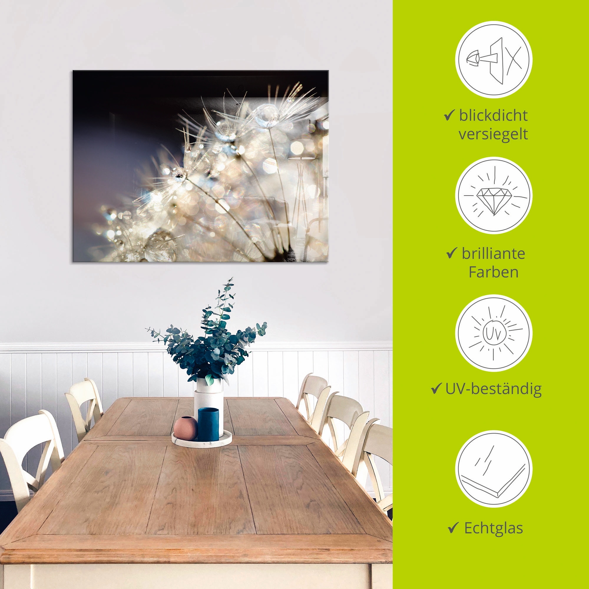 Artland Tableau en verre »Pusteblume Fantasie« 1 cuis tlg. in verschiedenen Grössen