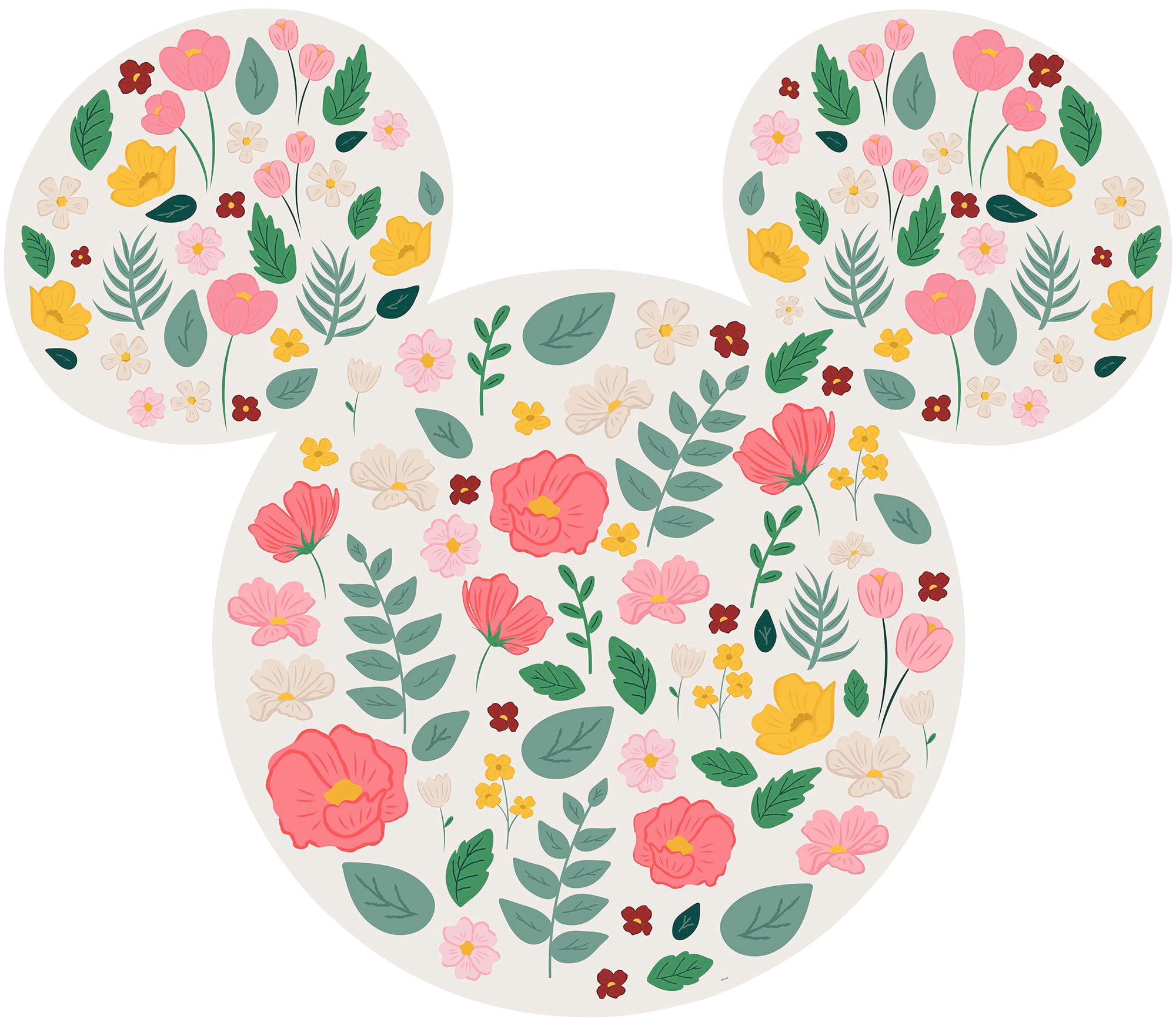 Image of Komar Vliestapete "Vlies selbstklebend - Mickey Head Wildflowers - Grösse 125 x 125 cm" bedruckt glatt Kinderzimmer