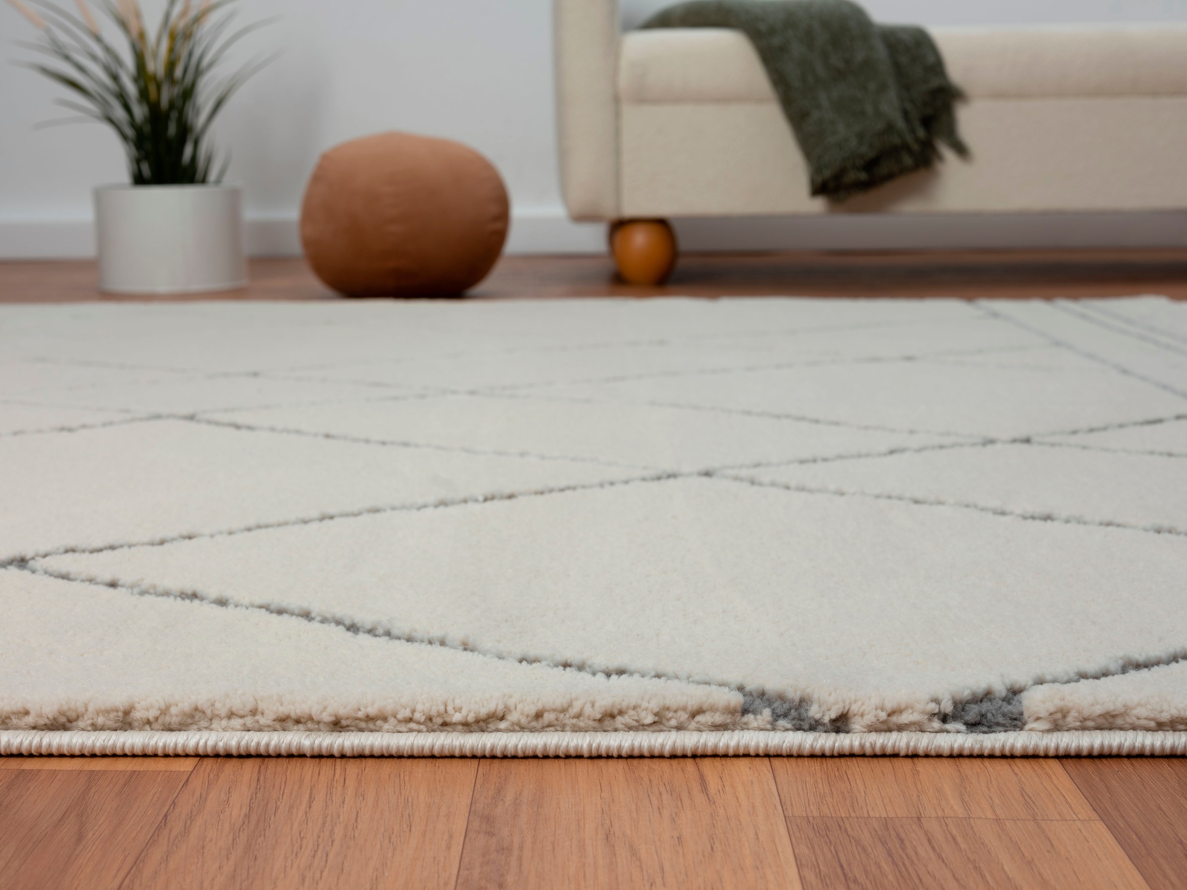 Myflair Möbel & Accessoires Hochflor-Teppich »Moroccan Design, LAGERRÄUMUNG!« rechteckig 24 mm Höhe modern, marokkanisches Design, Rauten Muster, weich, mit Fransen