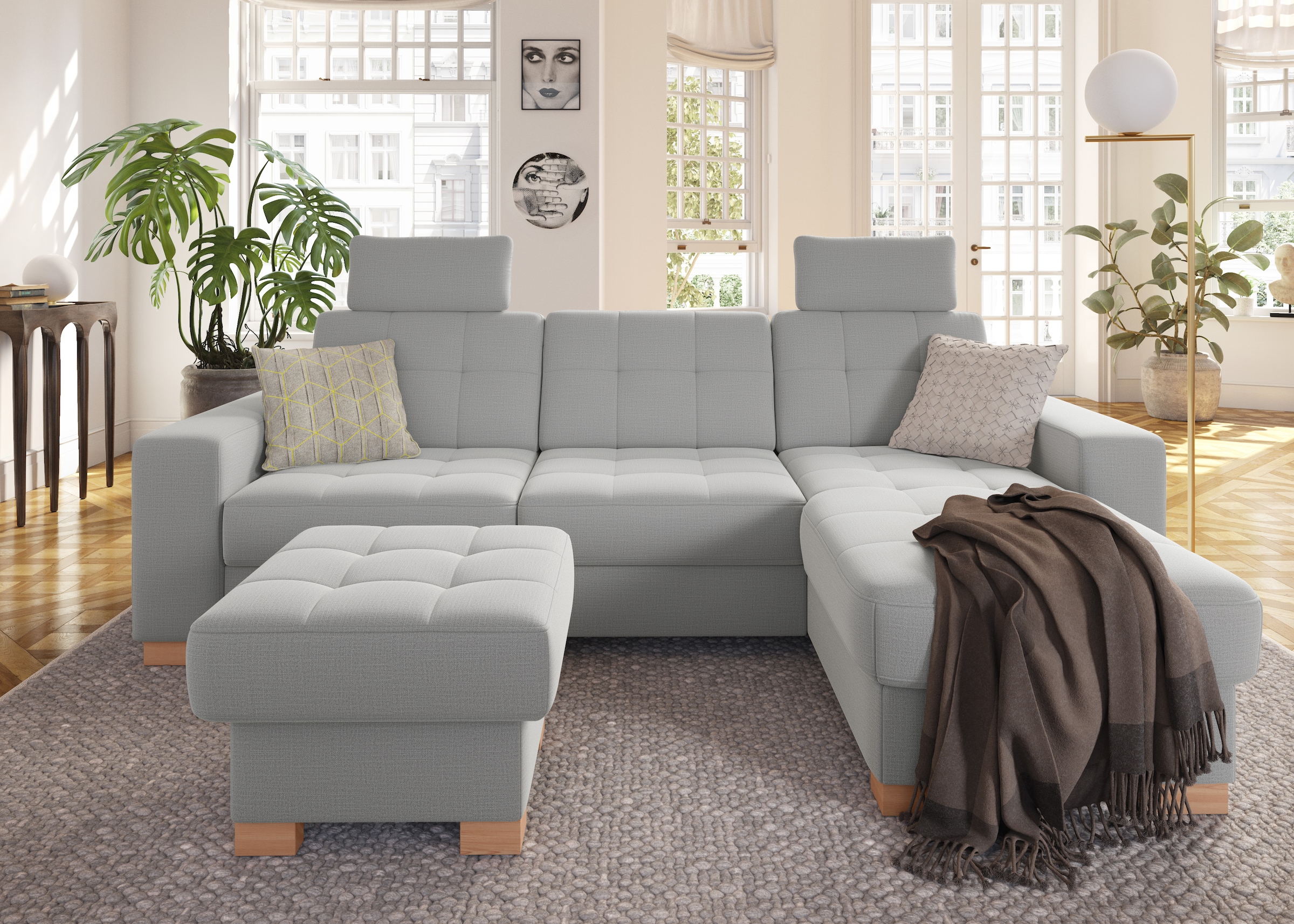 sit&more Ecksofa »Quincy L-Form«, wahlweise mit Bettfunktion und Bettkasten
