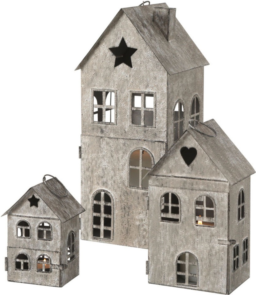 Image of BOLTZE Kerzenlaterne »Kalana«, (Set, 3 St.), aus Eisen, lackiert, in Form von weihnachtlichen Häuschen bei Ackermann Versand Schweiz