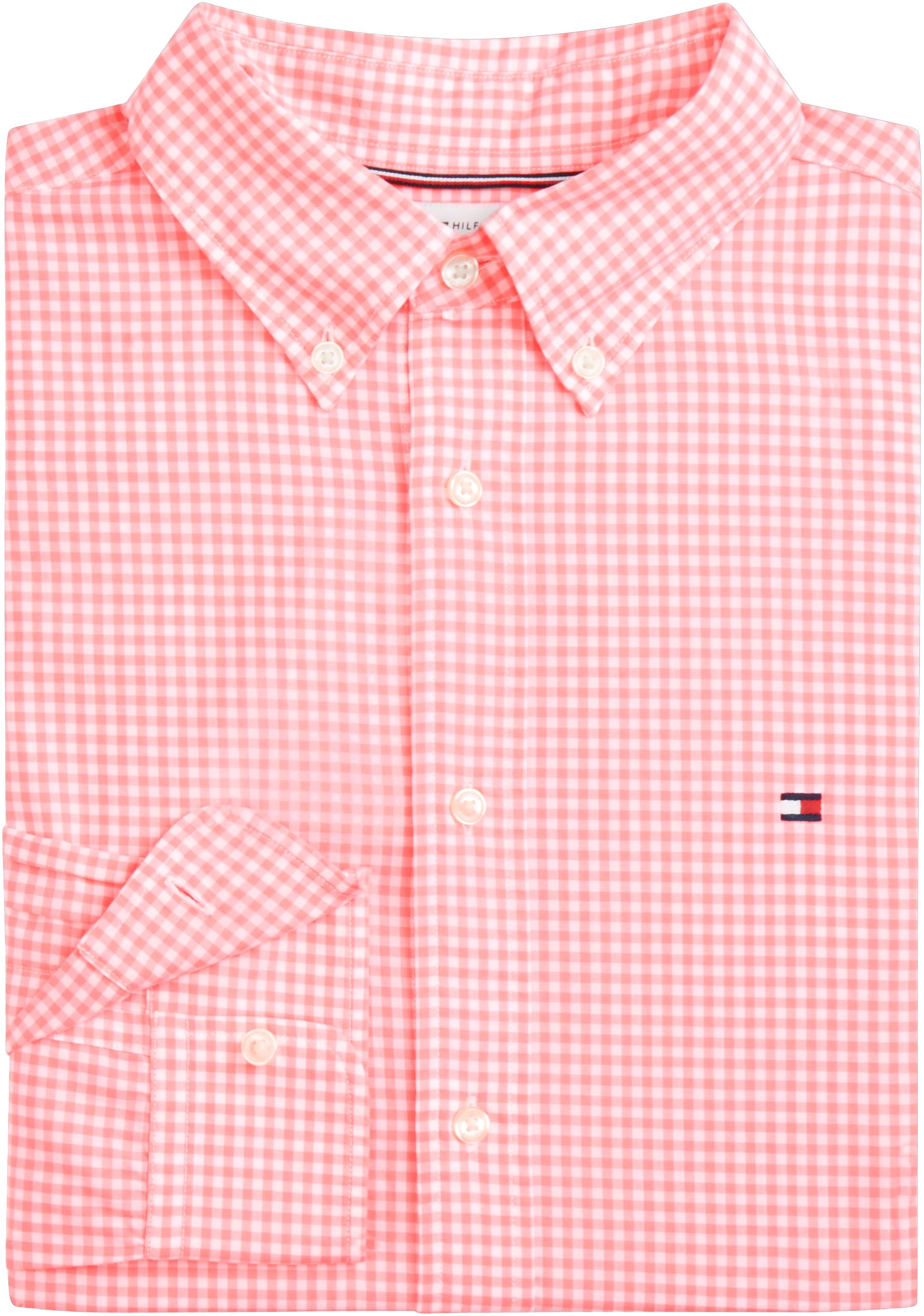 Tommy Hilfiger Chemise à manches longues »FLEX POPLIN GINGHAM SHIRT« Coupe régulière en coton Flex Gingham