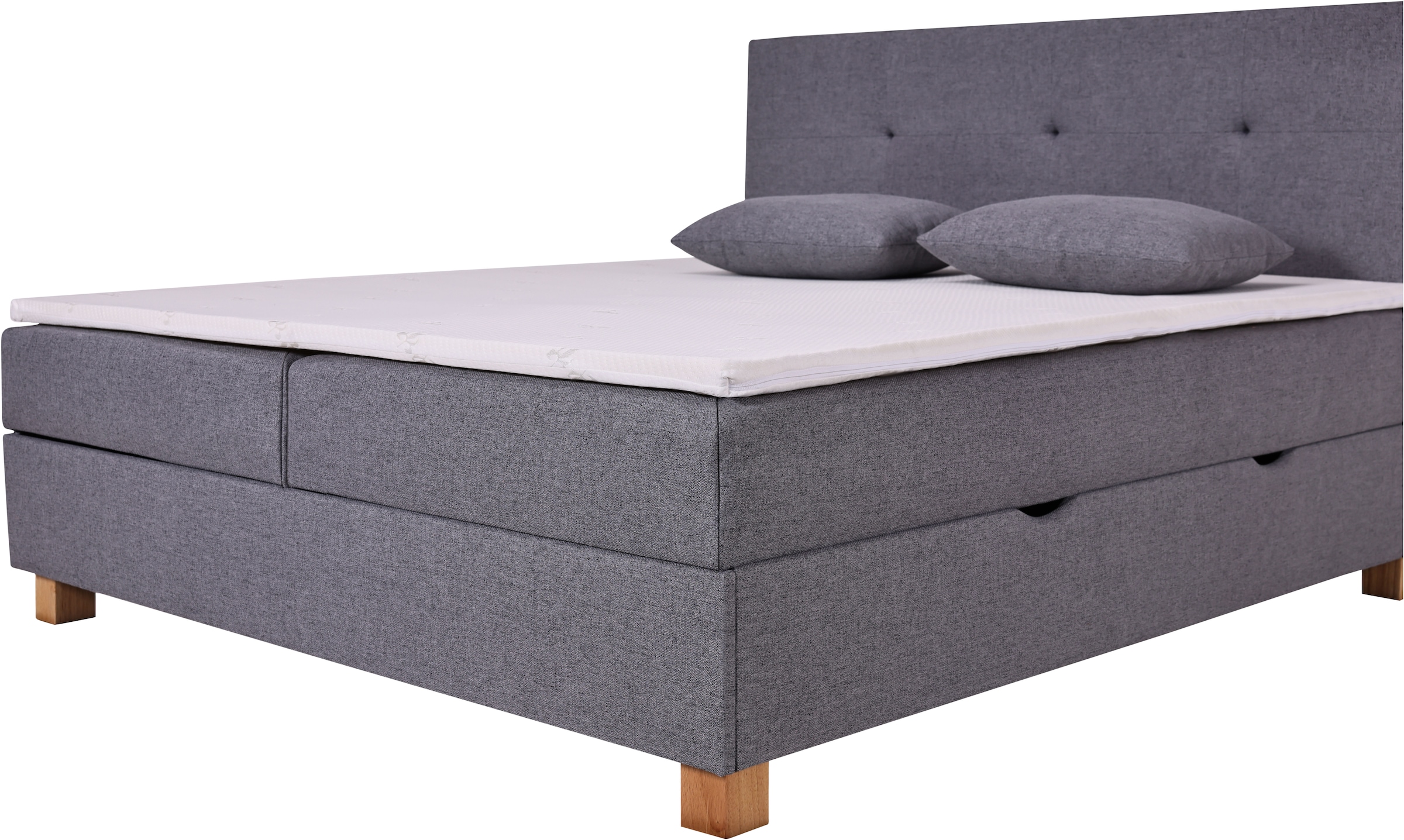 Home affaire Boxbett »Oyré inkl. Bettkasten, erhältlich in der Grösse 180x200cm« mit Holzfüsse in eichefarben