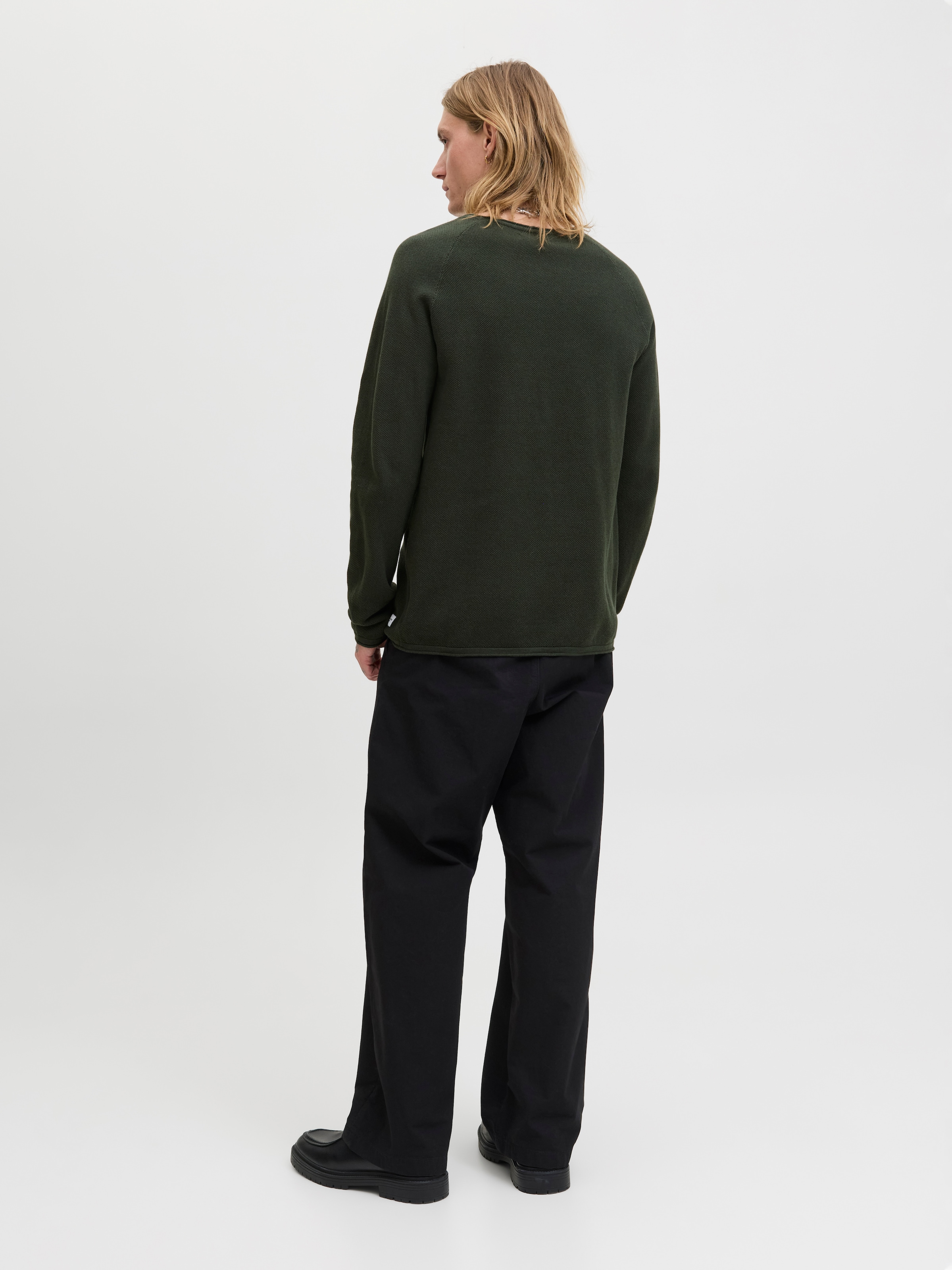 Jack & Jones Rundhalspullover »JJEHILL KNIT CREW NECK NOOS«, aus Strukturstrick