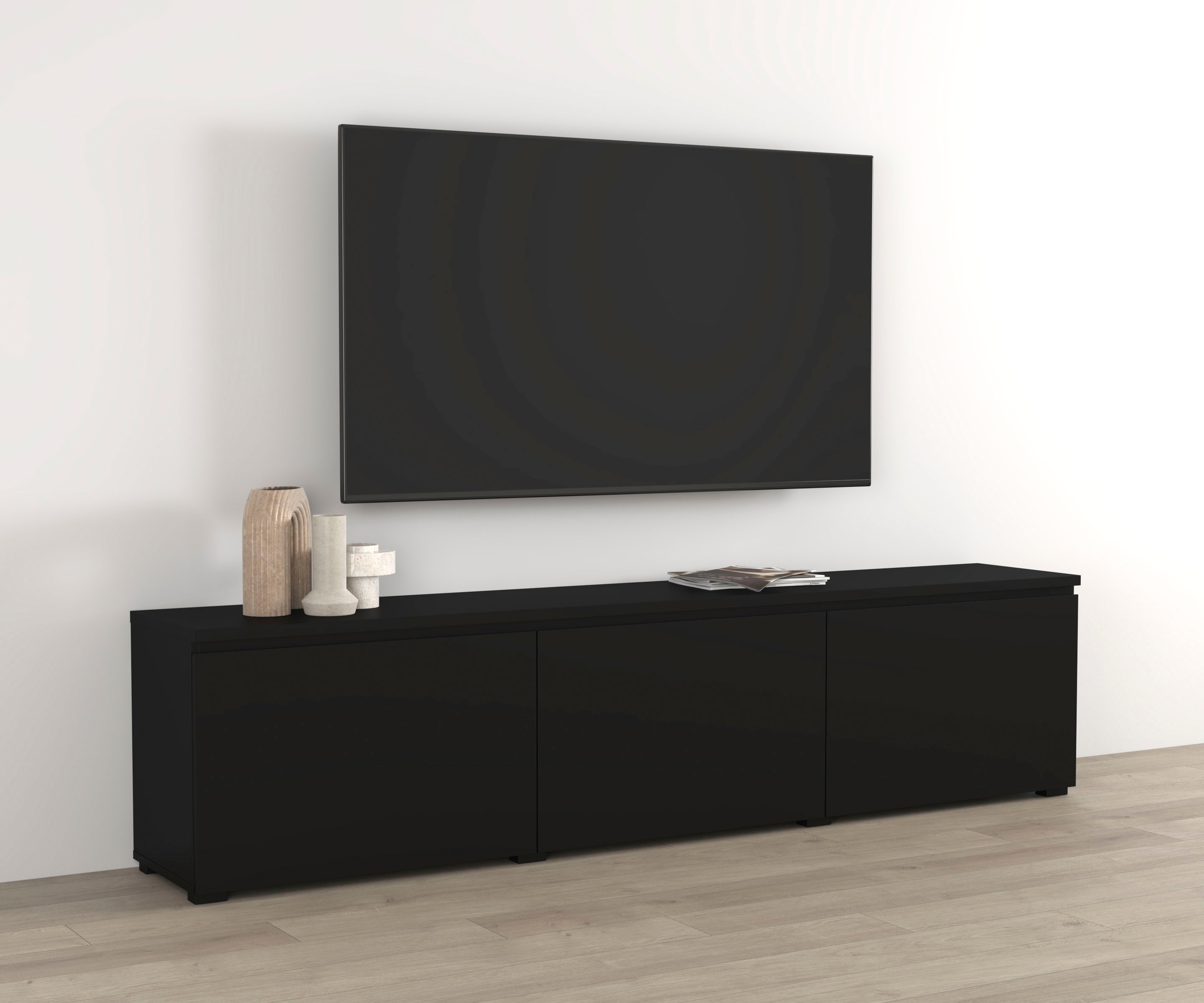 Image of GOODproduct Lowboard "Modo, Breite 200 cm, moderne grifflose TV-Kommode 3 Klappen" TV-Kommode mit viel Stauraum, TV-Bank