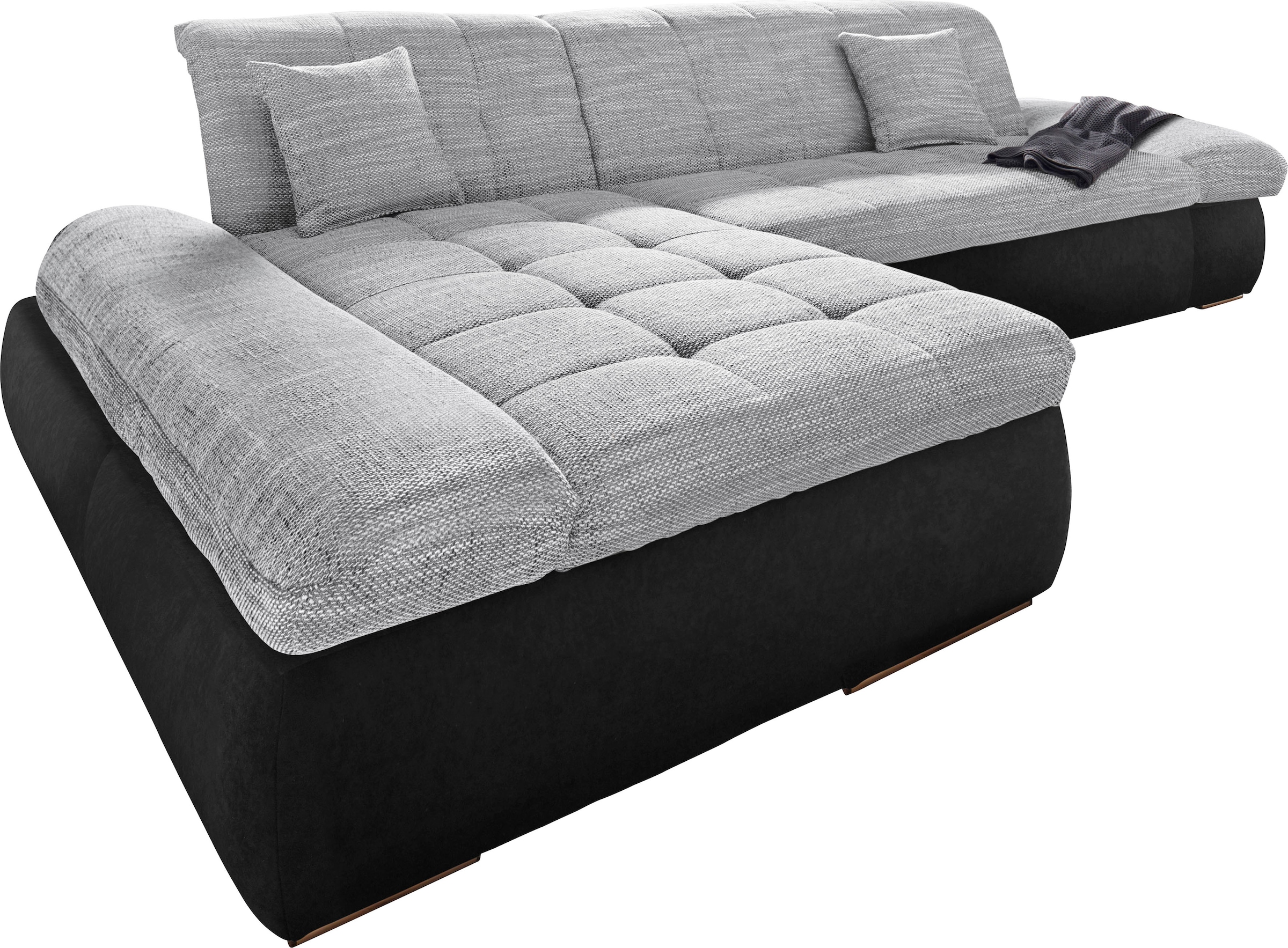 DOMO collection Ecksofa »PB Moric wahlweise mit Bettfunktion + Armteilverstellung, L-Form«, im XXL-Format, B/T/H:300/172/80 cm, feine Steppung