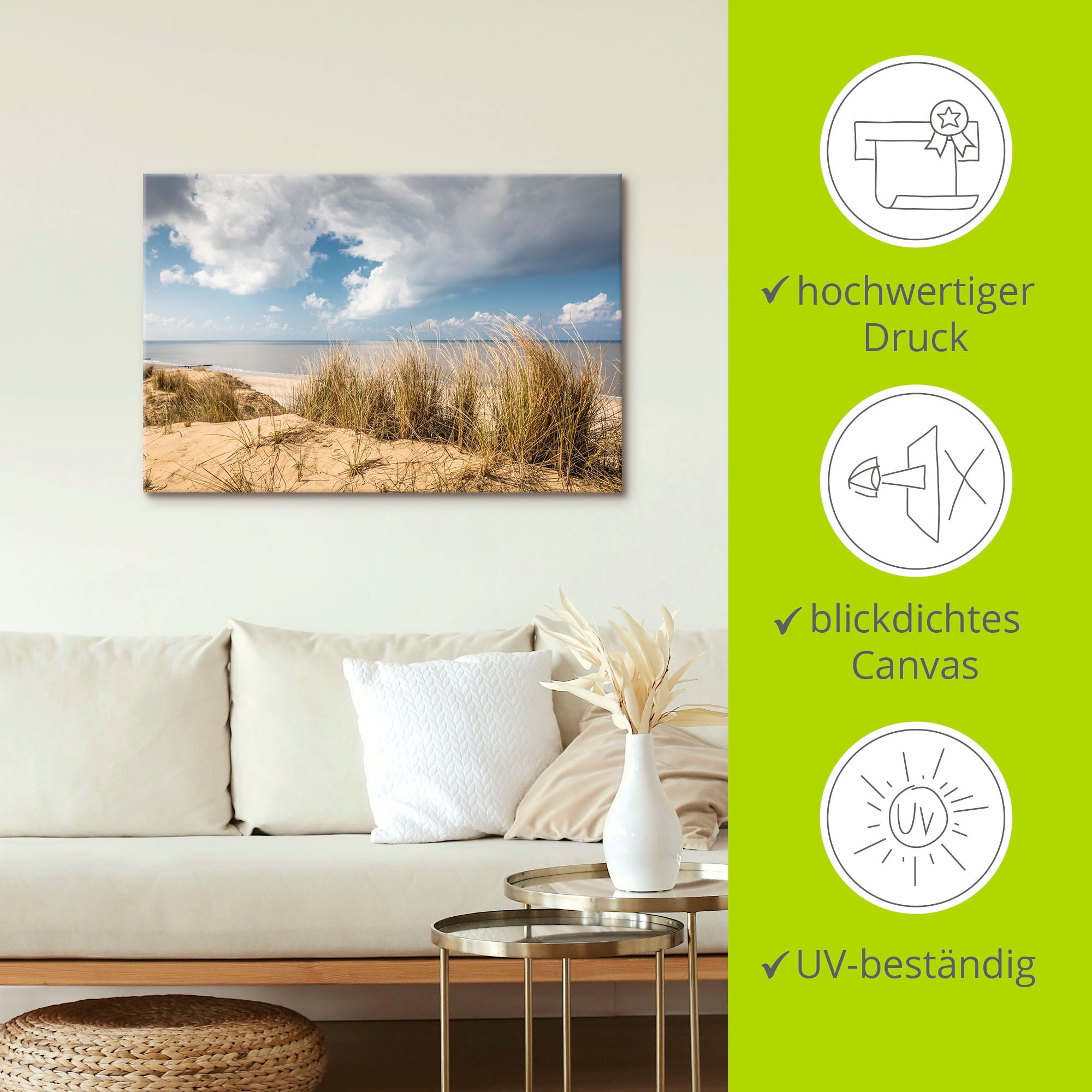 Artland Tableau sur toile »Weg durch die Dünen am Roten Kliff« Images de plage 1 cuis tlg. auf Holzrahmen gespannt