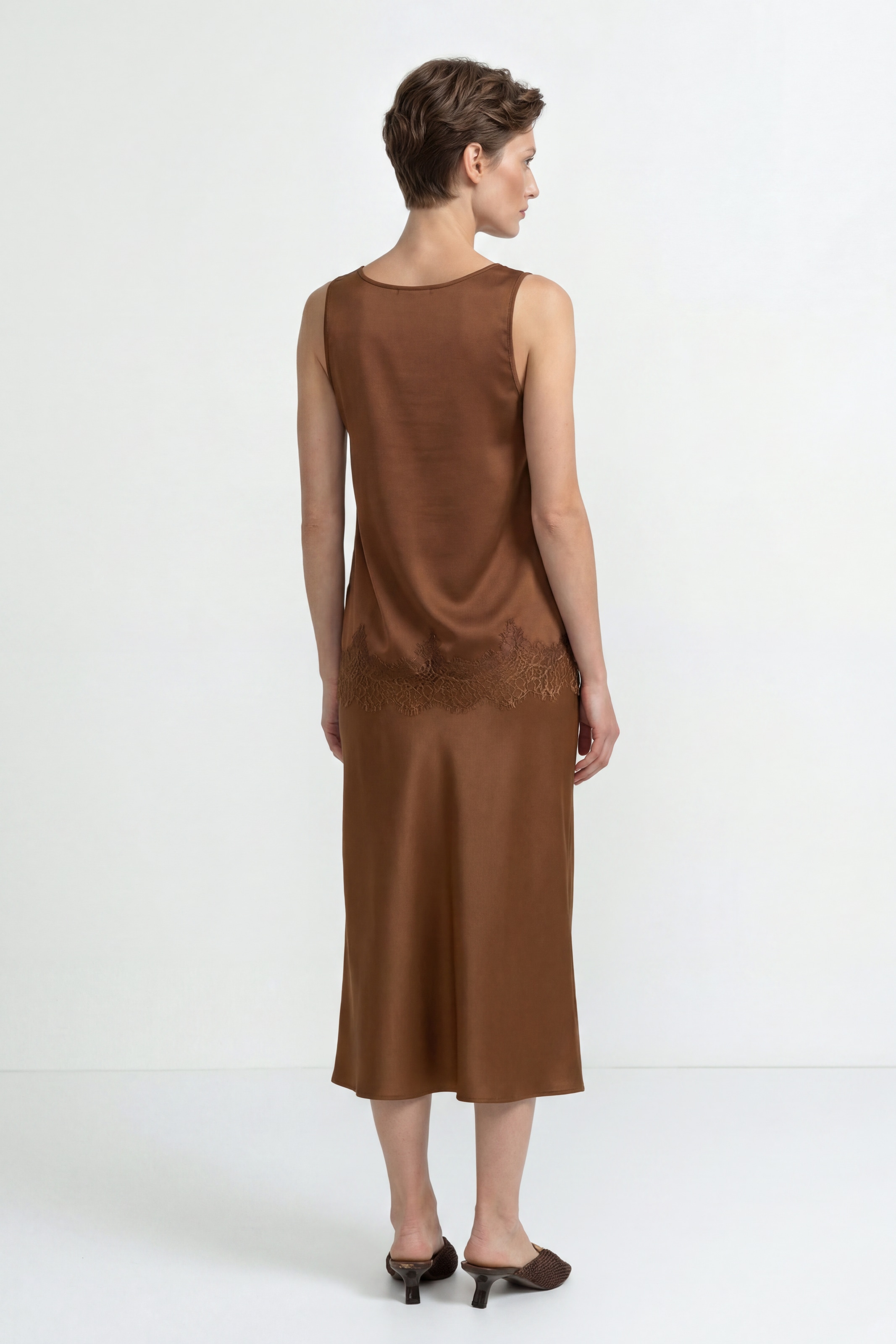 RICHROYAL Haut de chemise avec bordure en dentelle à l'ourlet, aspect satin élégant