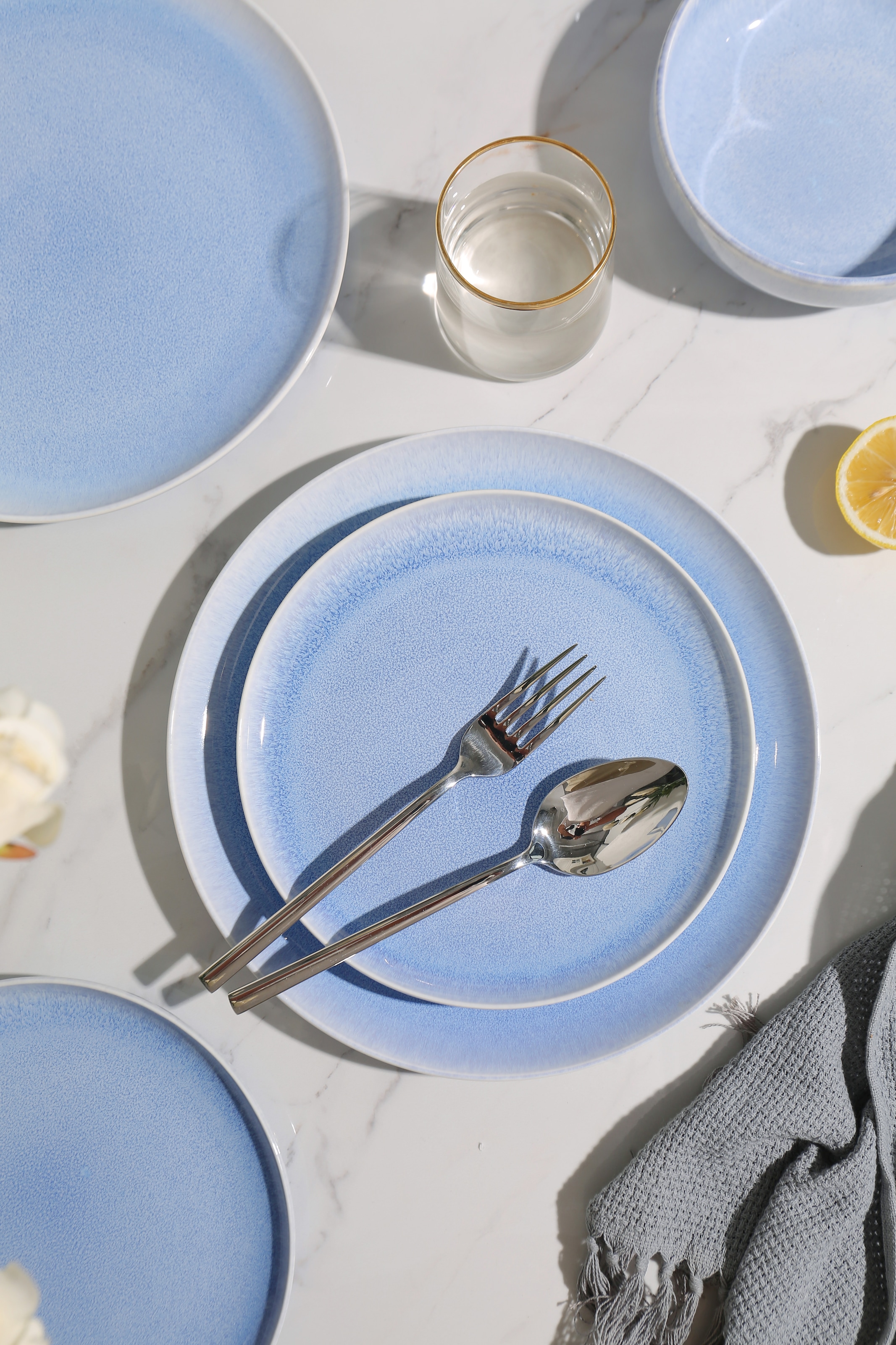 GOODproduct Geschirr-Set »Flett, mit Reaktivglasur« Teller Set, spülmaschinenfest und mikrowellengeeignet