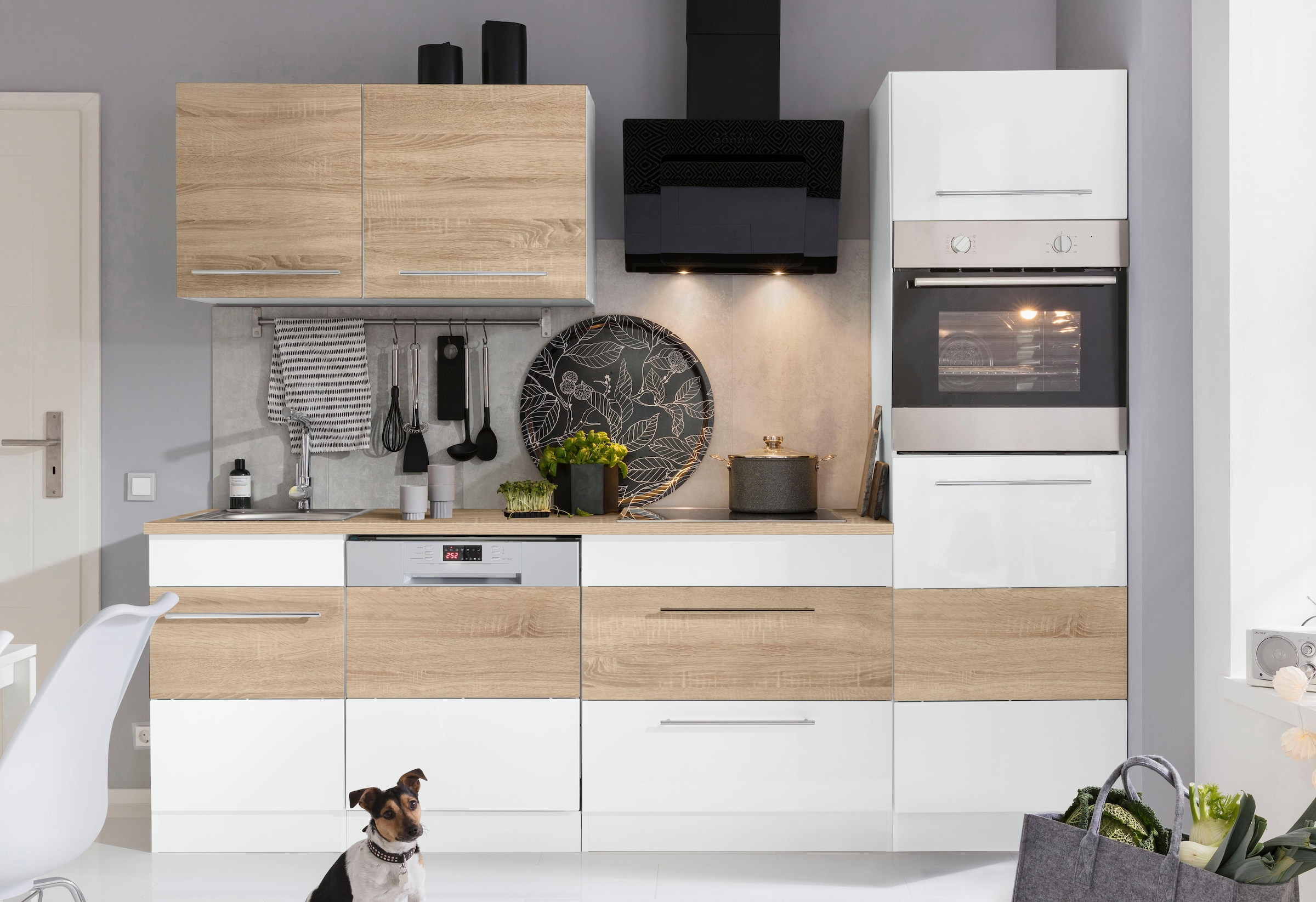 KOCHSTATION Kitchenette »KS-Trient« largeur 250 cm, éventuellement avec appareils électriques, avec plan de travail