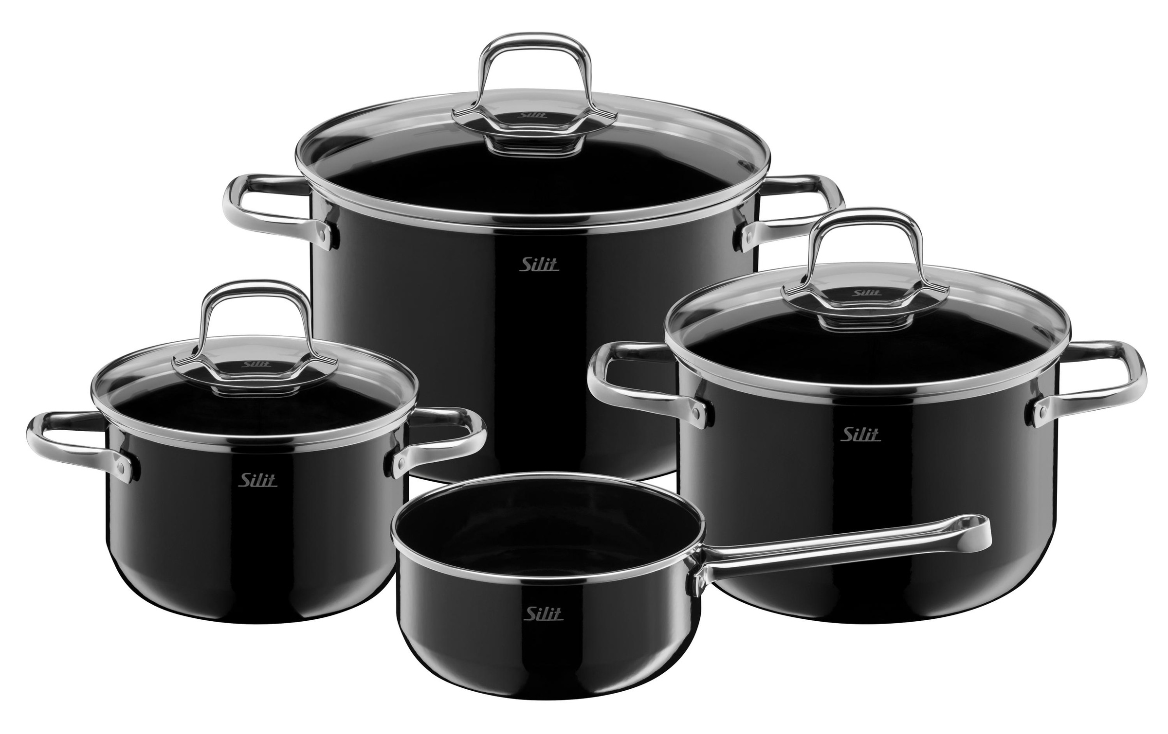 Image of Silit Topf-Set "Elegance Line 16 cm/20 cm/24 cm, Schwarz" Keramik