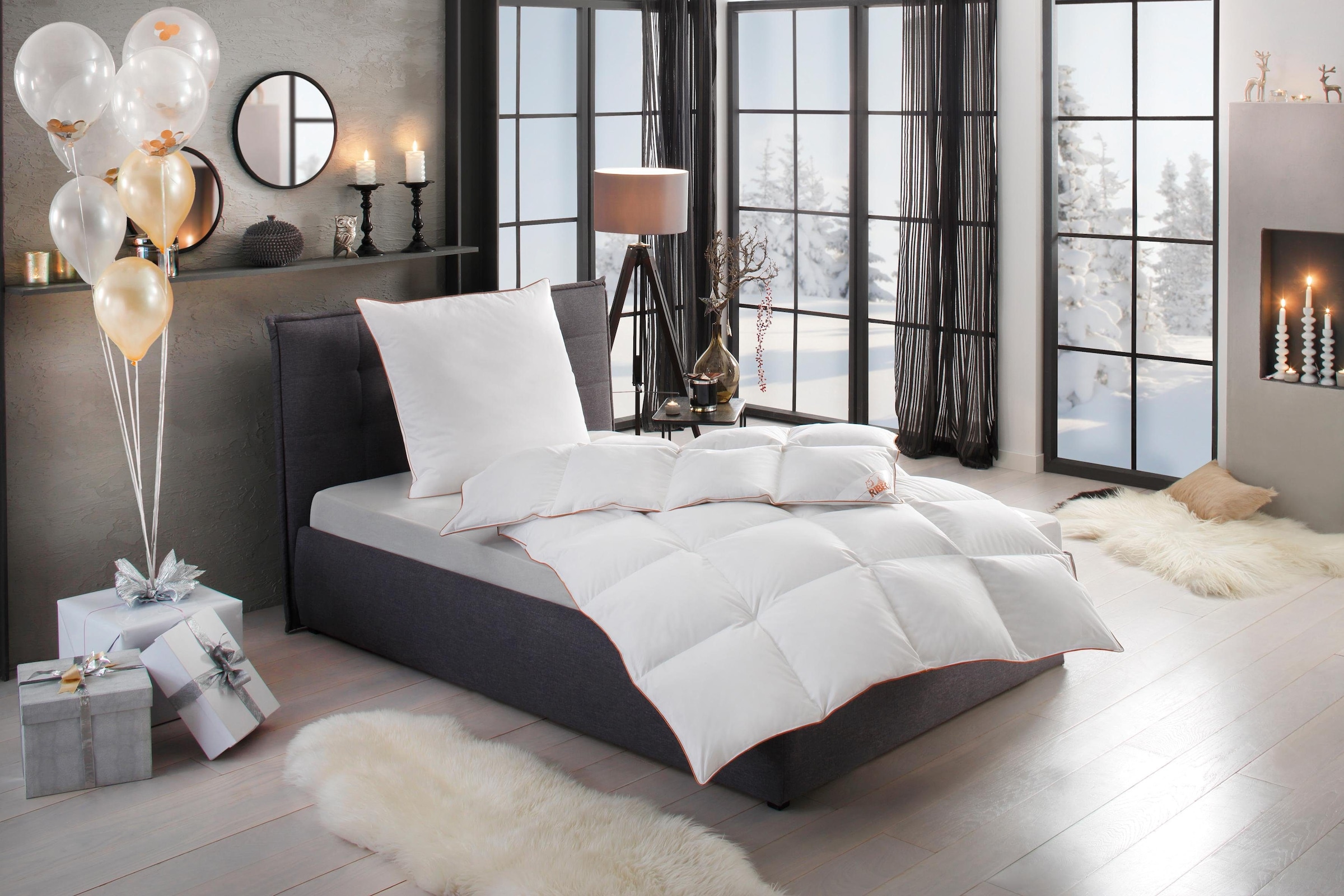 Image of RIBECO Daunenbettdecke "Ella" extrawarm Füllung 90% Daunen & 10% Federn 1 Stk. tlg. Daunendecke zum Top-Preis