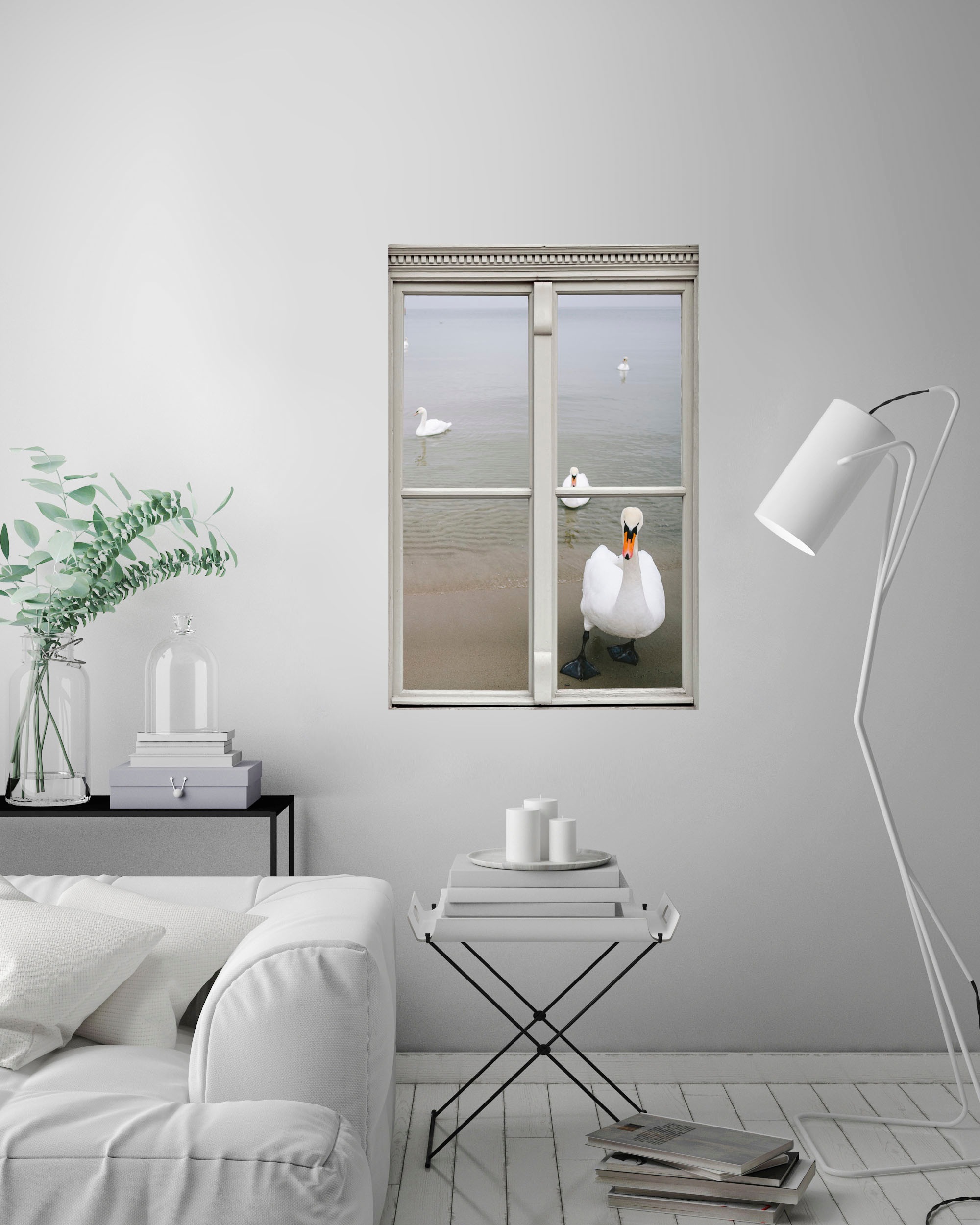 queence Wandsticker »Schwäne«, Wandsticker, Wandbild, selbstklebend, 3D, Fenster