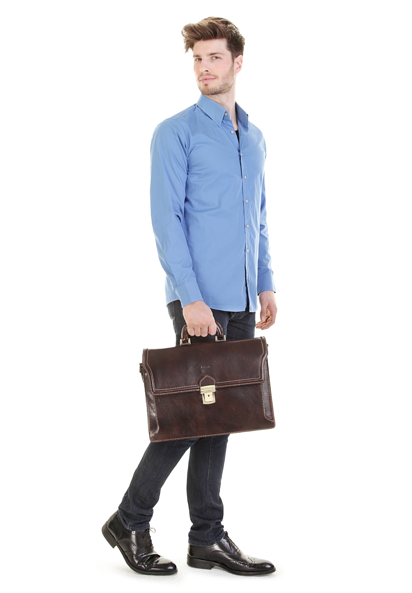 Bagan Aktentasche, echt Leder, Made in Italy