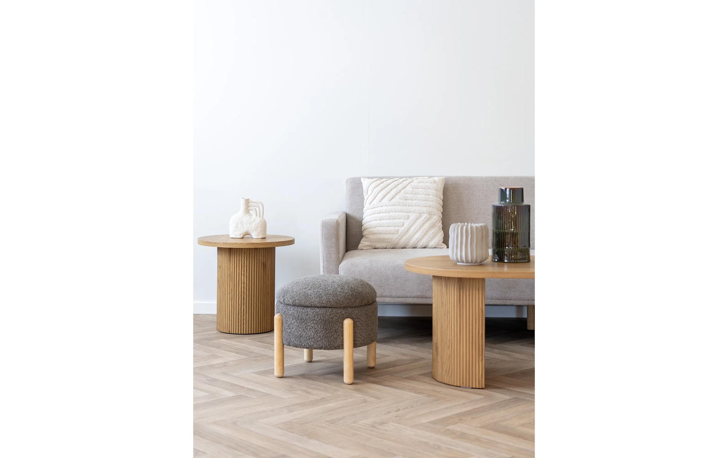 House Nordic Pouf »Medas Holz/Polyester (PES), Braun«, (1 St.)