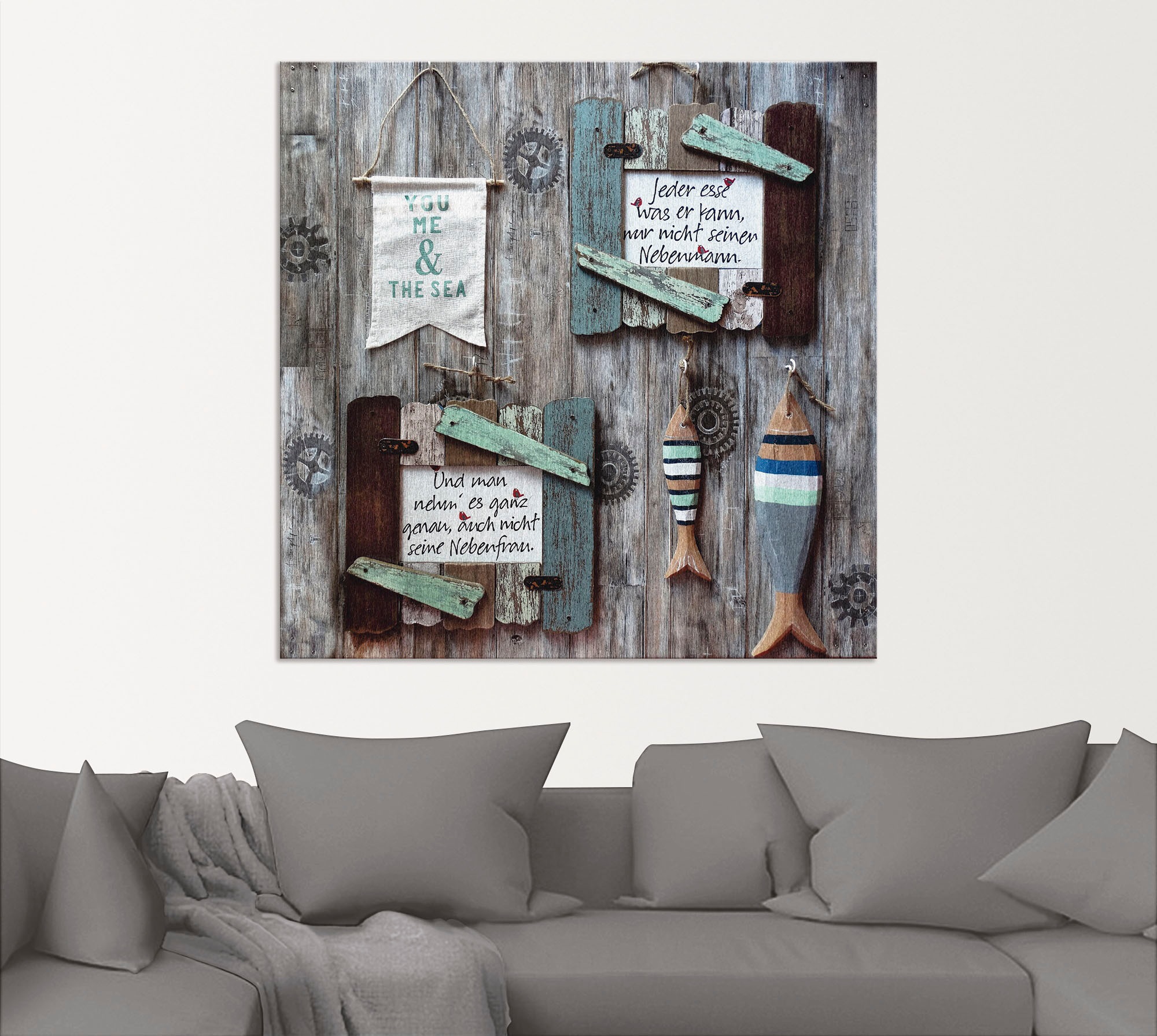 Artland Alu-Dibond-Druck "Du ich und der See" Fisch & Meeresfrüchte 1 Stk. tlg. für Innen- und Aussenbereich geeignet, Outdoorbild