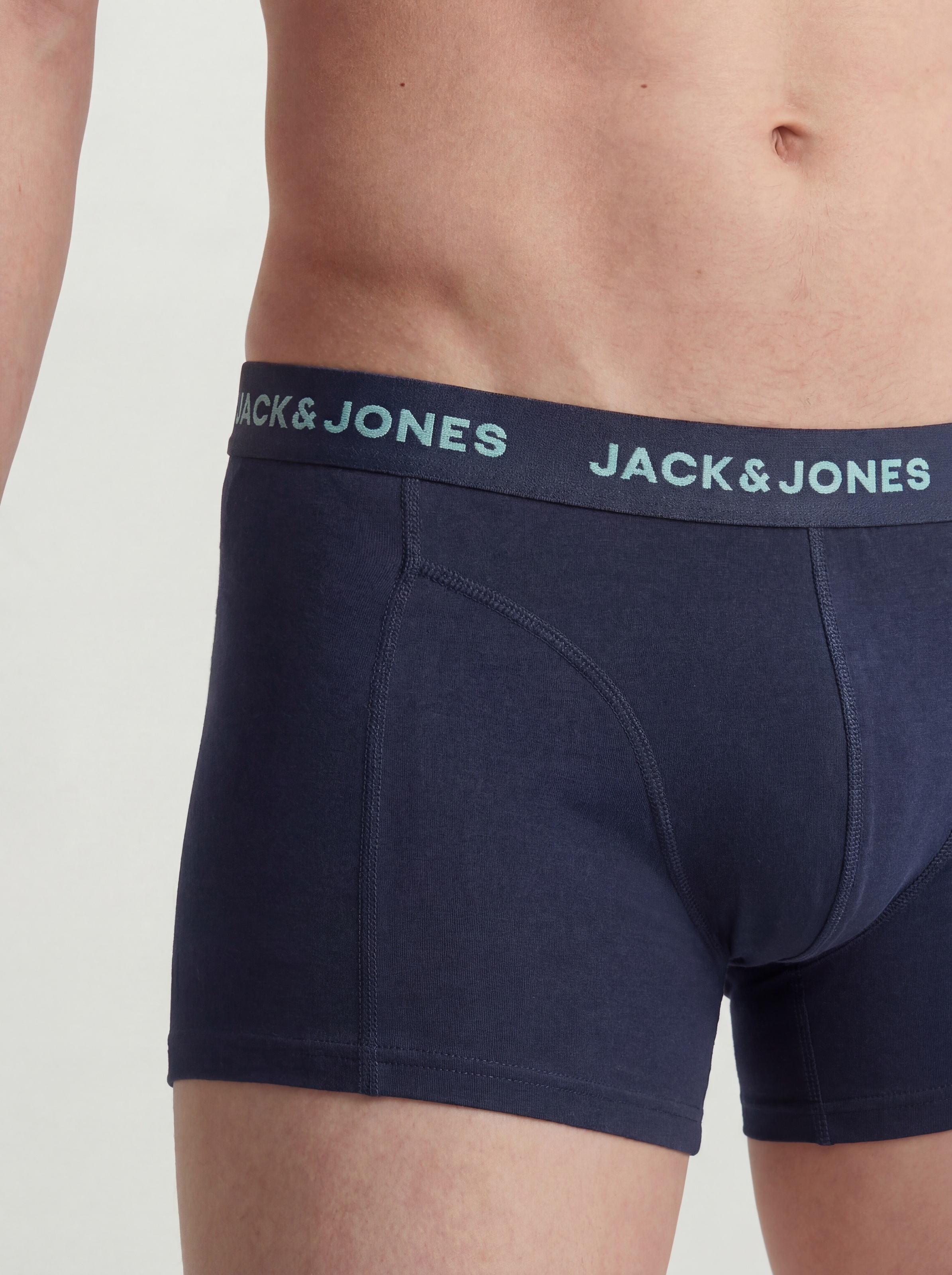 Jack & Jones Tronc »JACCONOR SOLID TRUNKS 3 PACK NOOS« Paquet, 3 cuis mélange de coton, ceinture élastique