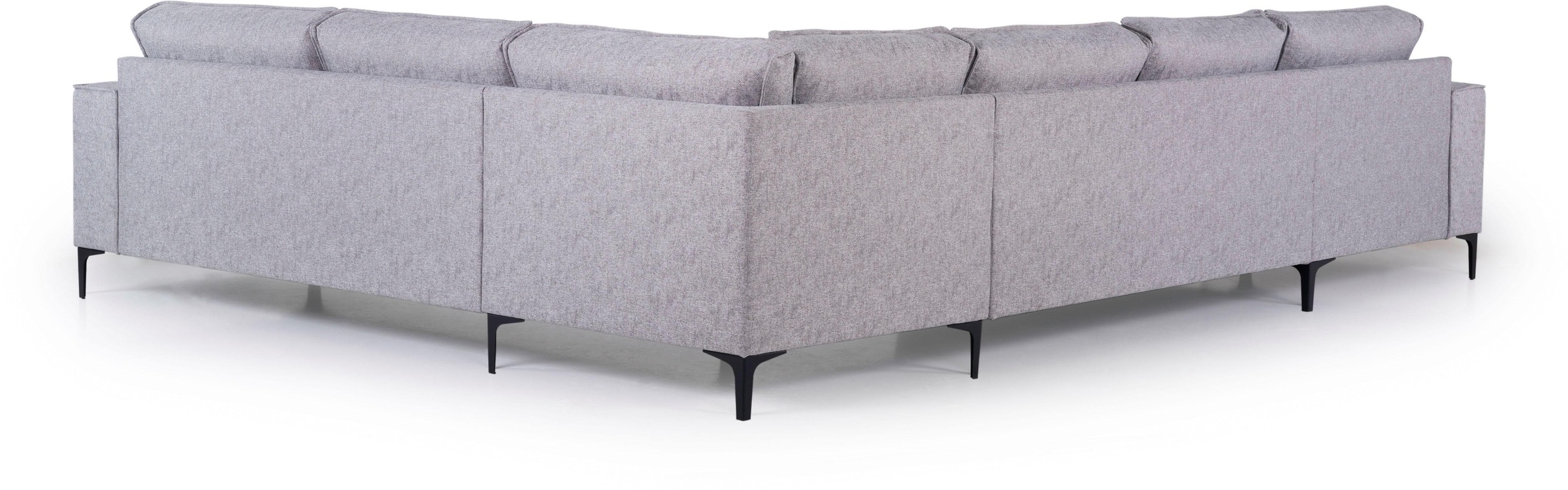 Places of Style Wohnlandschaft »XXL Sofa Oland, Struktur, Flachgewebe, Luxus-Microfaser, Boucle«, U-Form, 342 cm, Wellenunterfederung, Skandi-Design, Metallfüsse