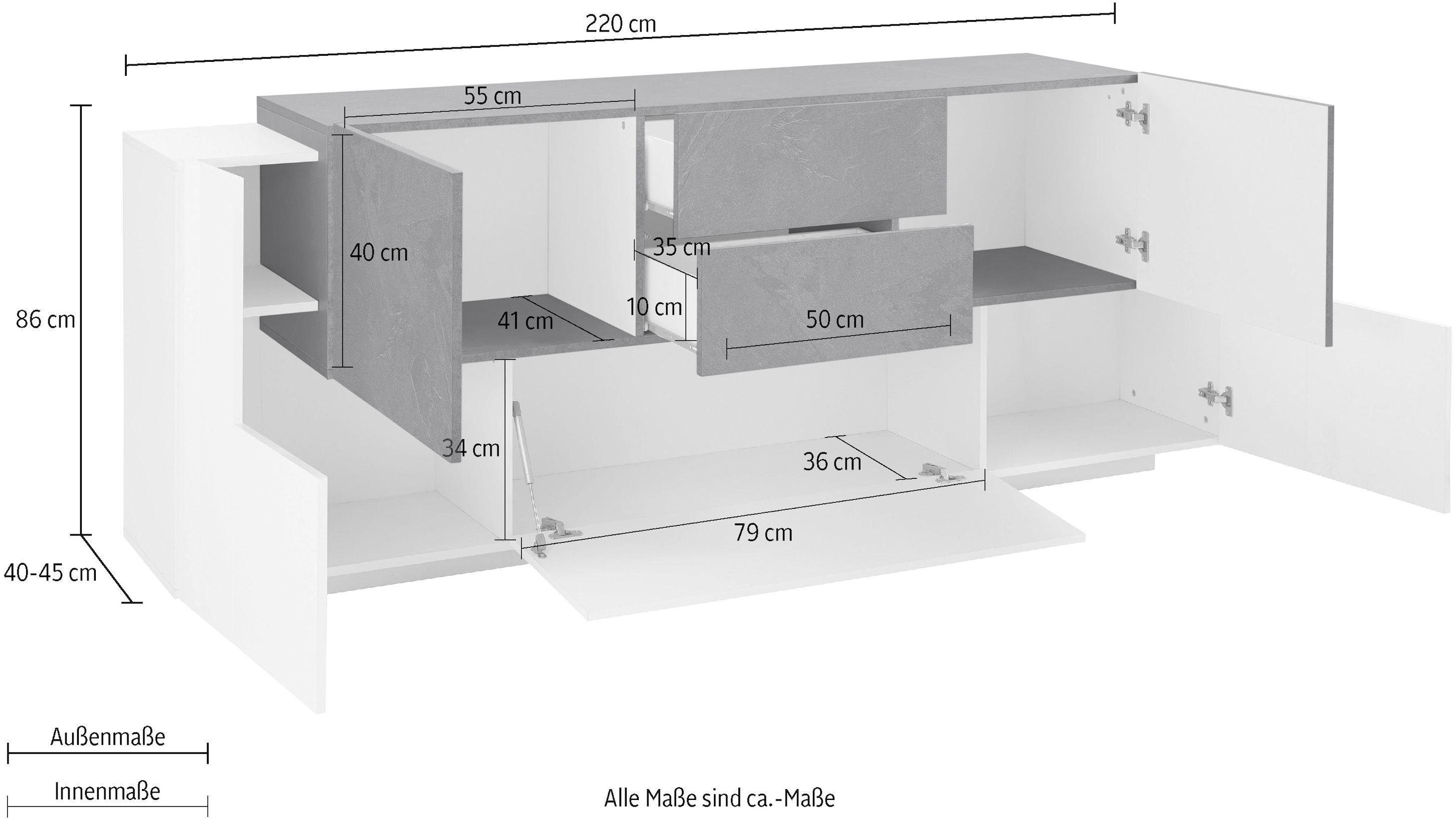 INOSIGN Sideboard »Coro«, Breite ca. 220 cm