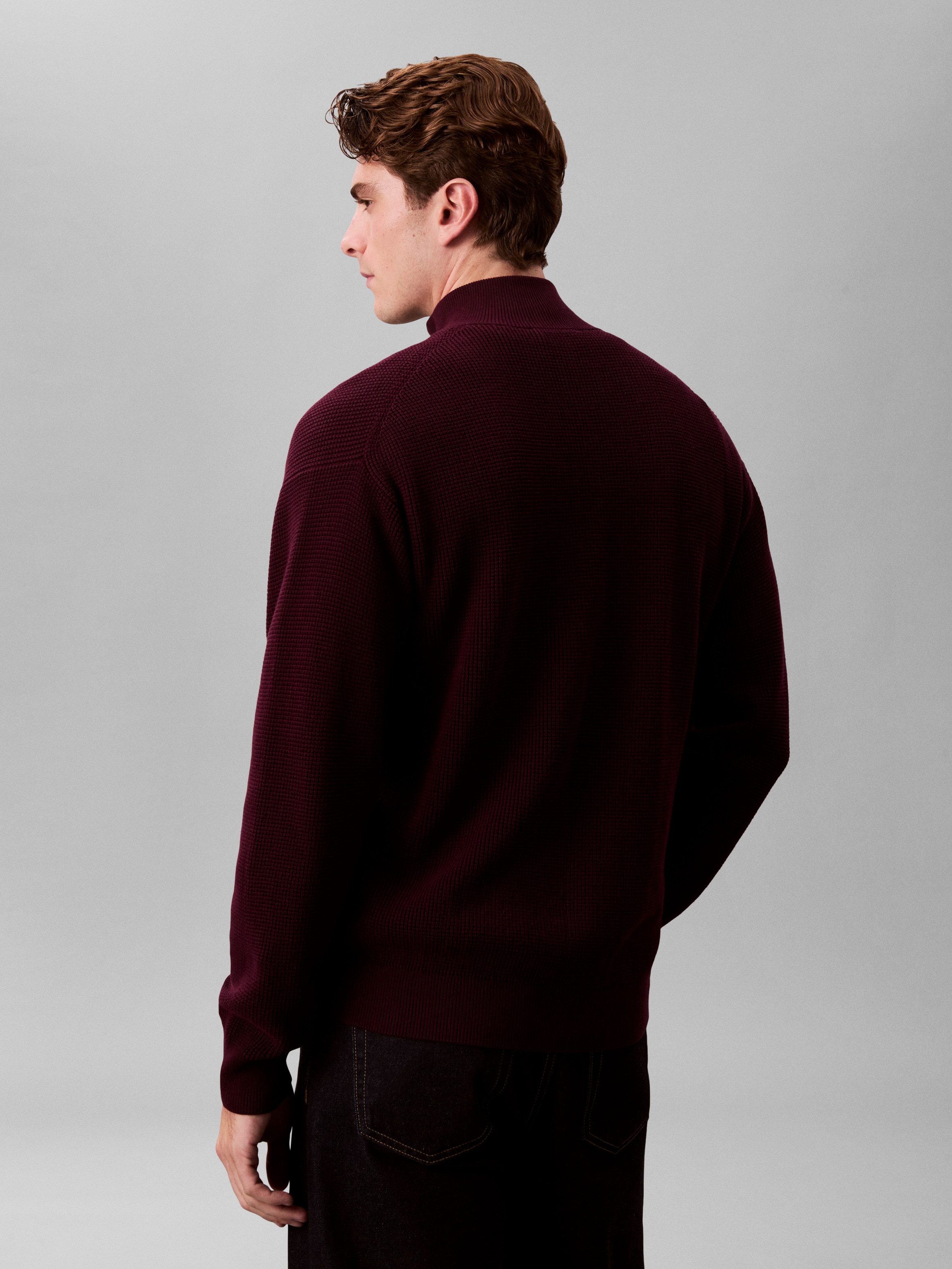 Calvin Klein Jeans Strickpullover Troyerkragen mit Reissverschluss, Regular Fit