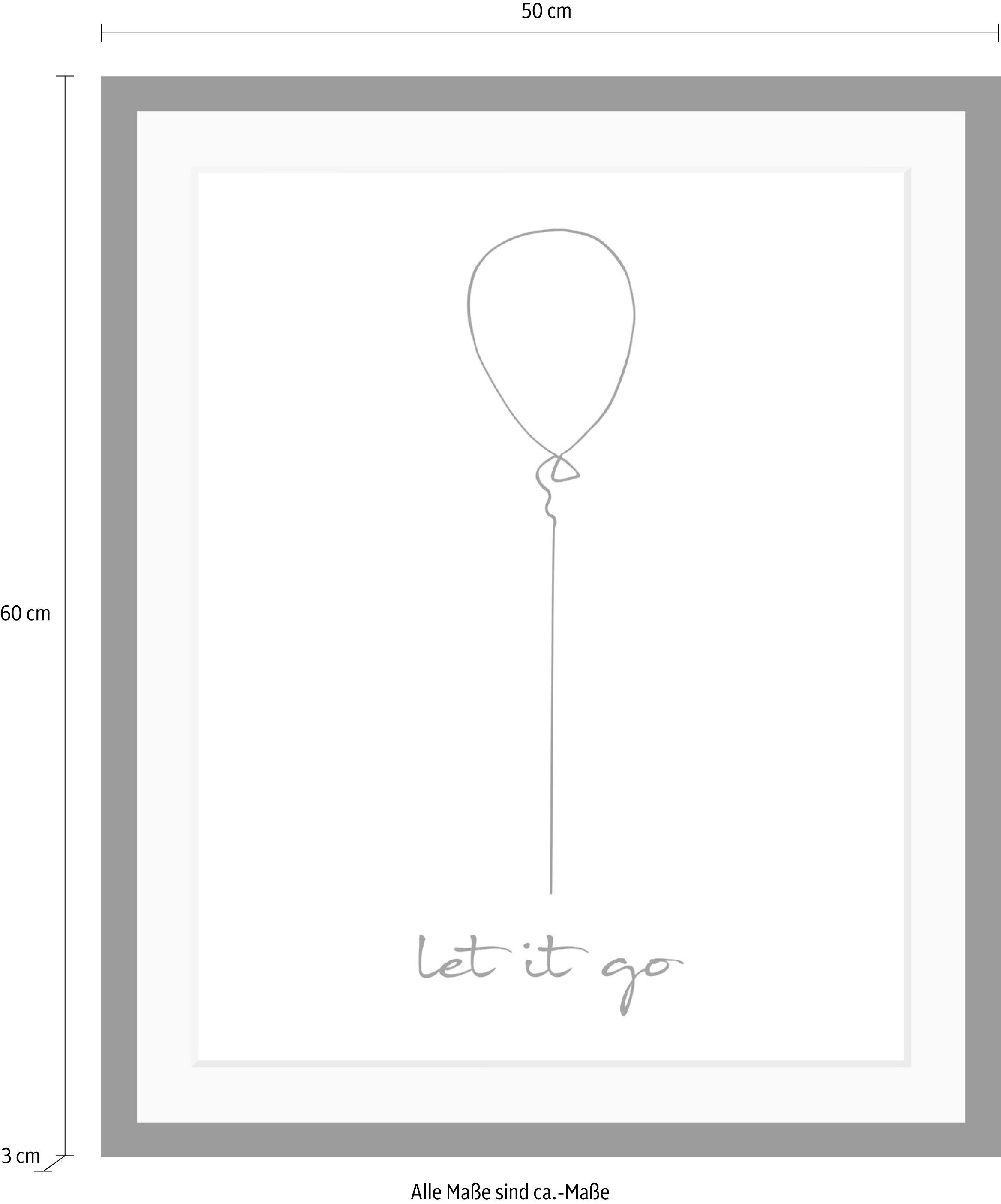 queence Bild »Loslassen«, Schwarz-Weiss-Schriftzug-Motivationsbilder-Liebessprüche, HD Premium Poster-Druck inkl. Holzrahmen