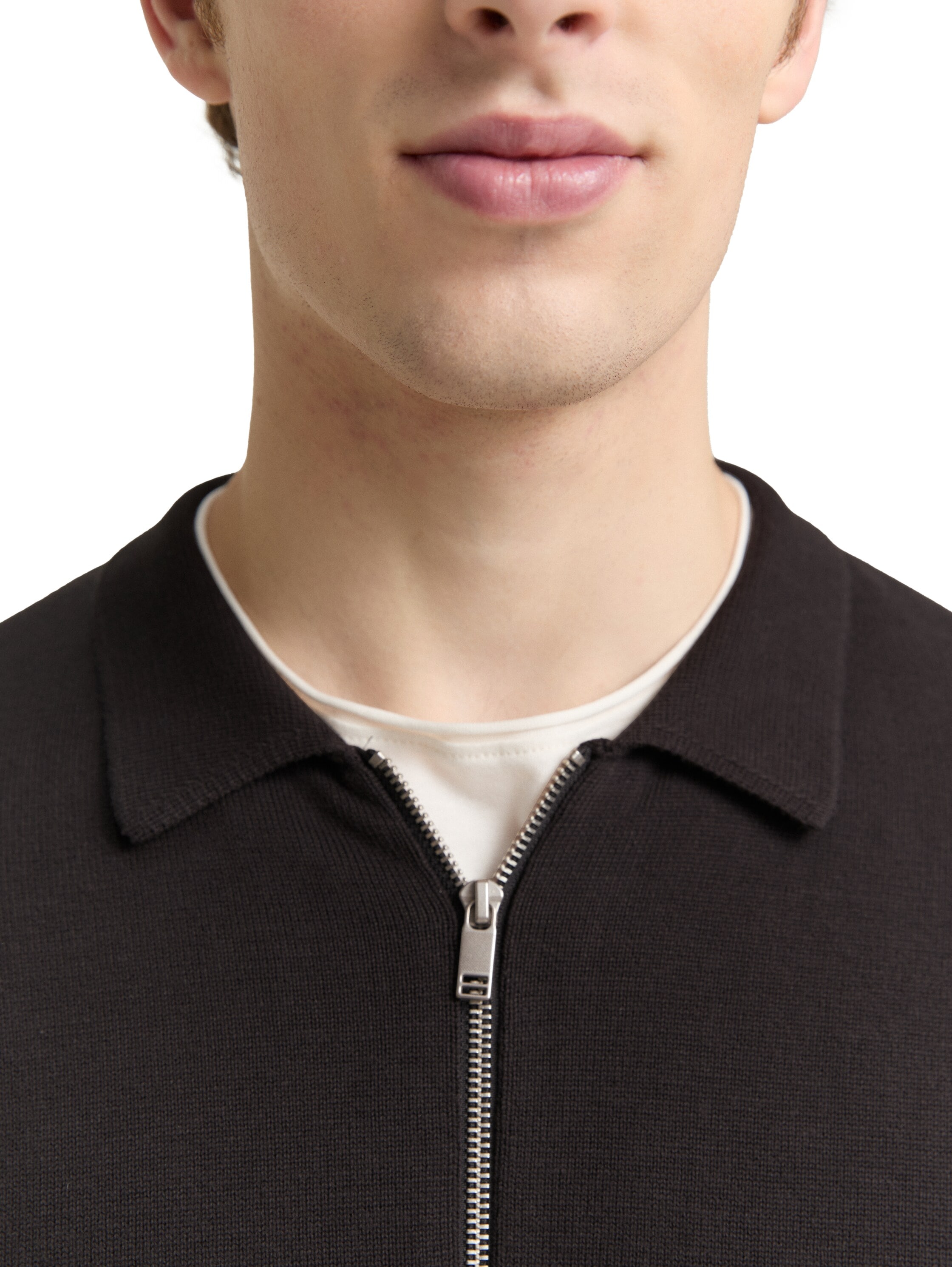 TOM TAILOR Denim Strickpullover, mit Reissverschluss