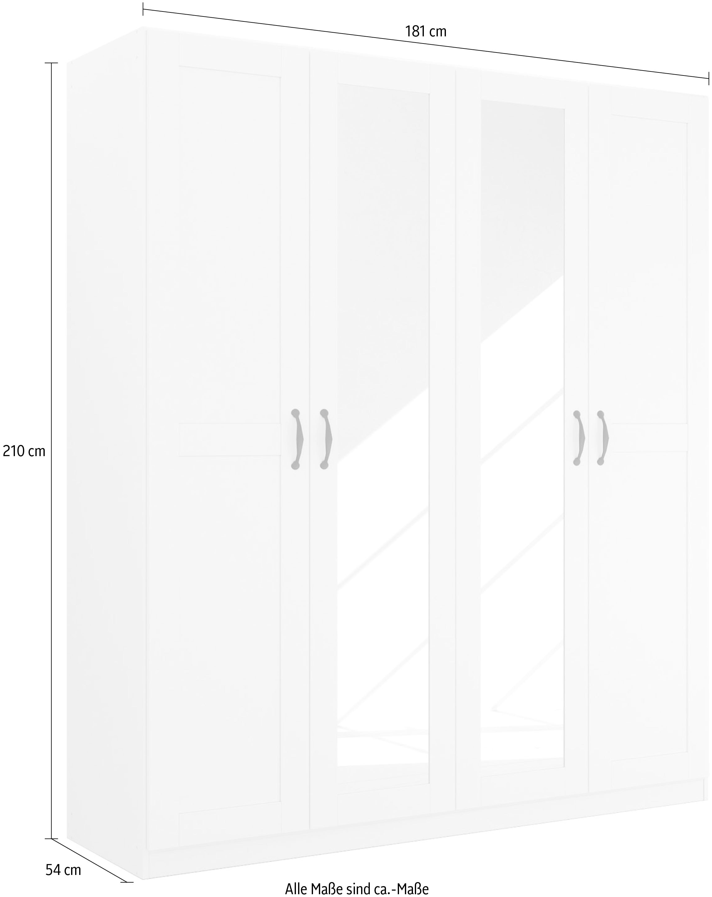 rauch Drehtürenschrank »Kleiderschrank Schrank Garderobe Ankleide COTTAGE BY QUADRA SPIN« Breiten: 181/226/271 cm, Höhe 210 cm,  in skandinavischem Landhausstil, mit Spiegel