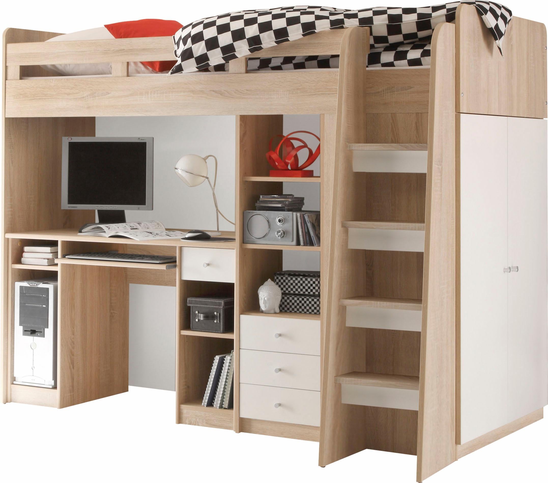 Modische Begabino Hochbett Schreibtisch Schubladen »Unit«, mit ohne kaufen Kleiderschrank, und Mindestbestellwert