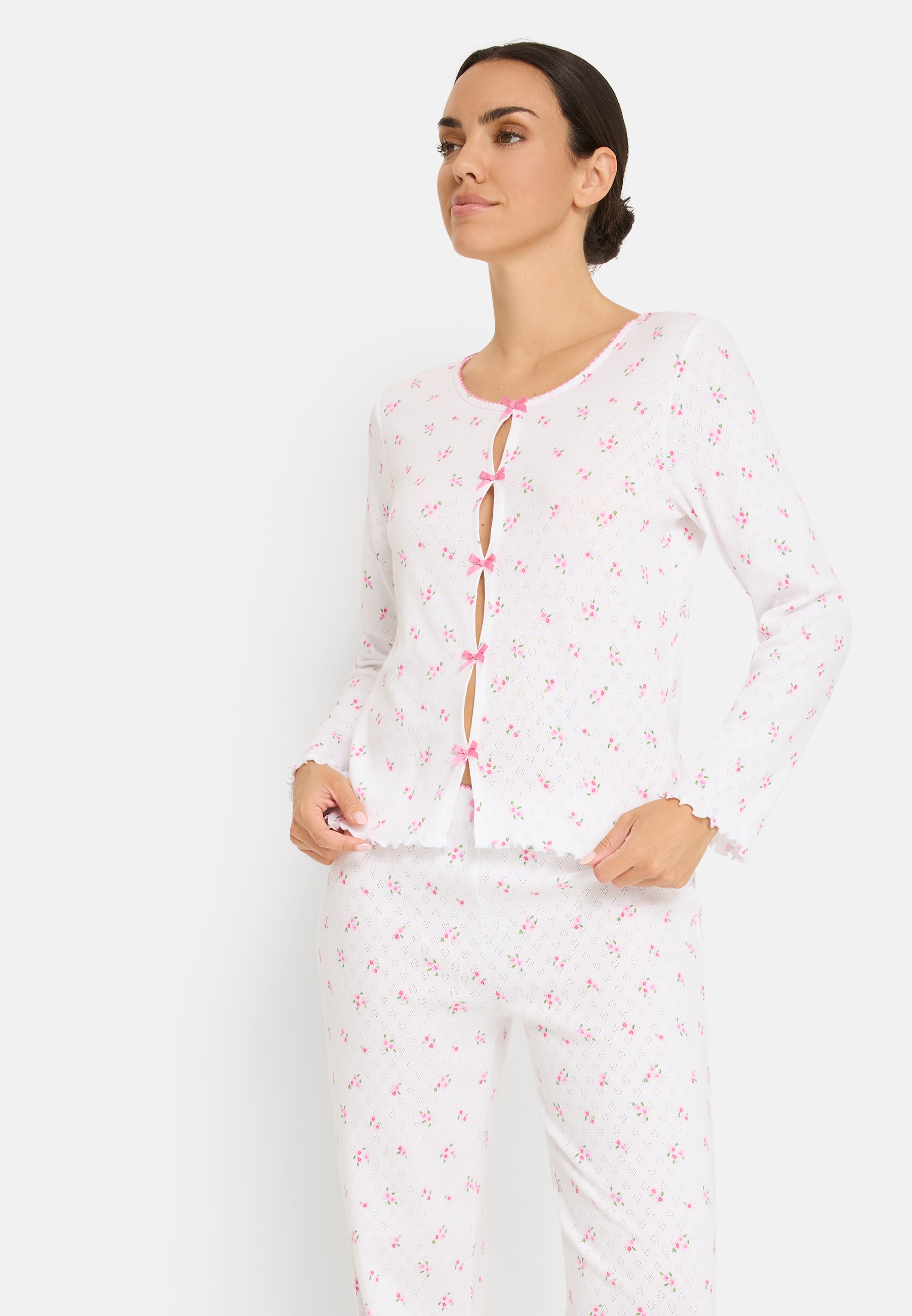 LSCN by LASCANA Pyjama 2 avec jolis petits nœuds décoratifs