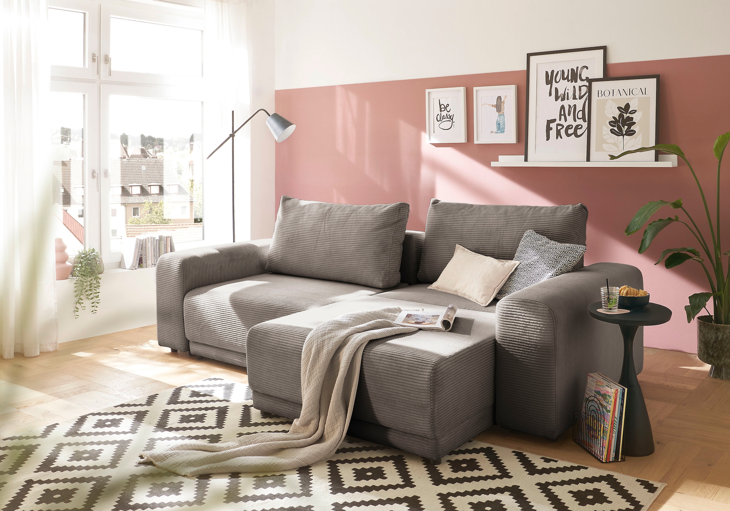 GOODproduct Schlafsofa »PHEELIX Cord, mit 3 Funktionen« Elemente einzeln oder gleichzeitig ausziehbar, bequemer Sitzkomfort