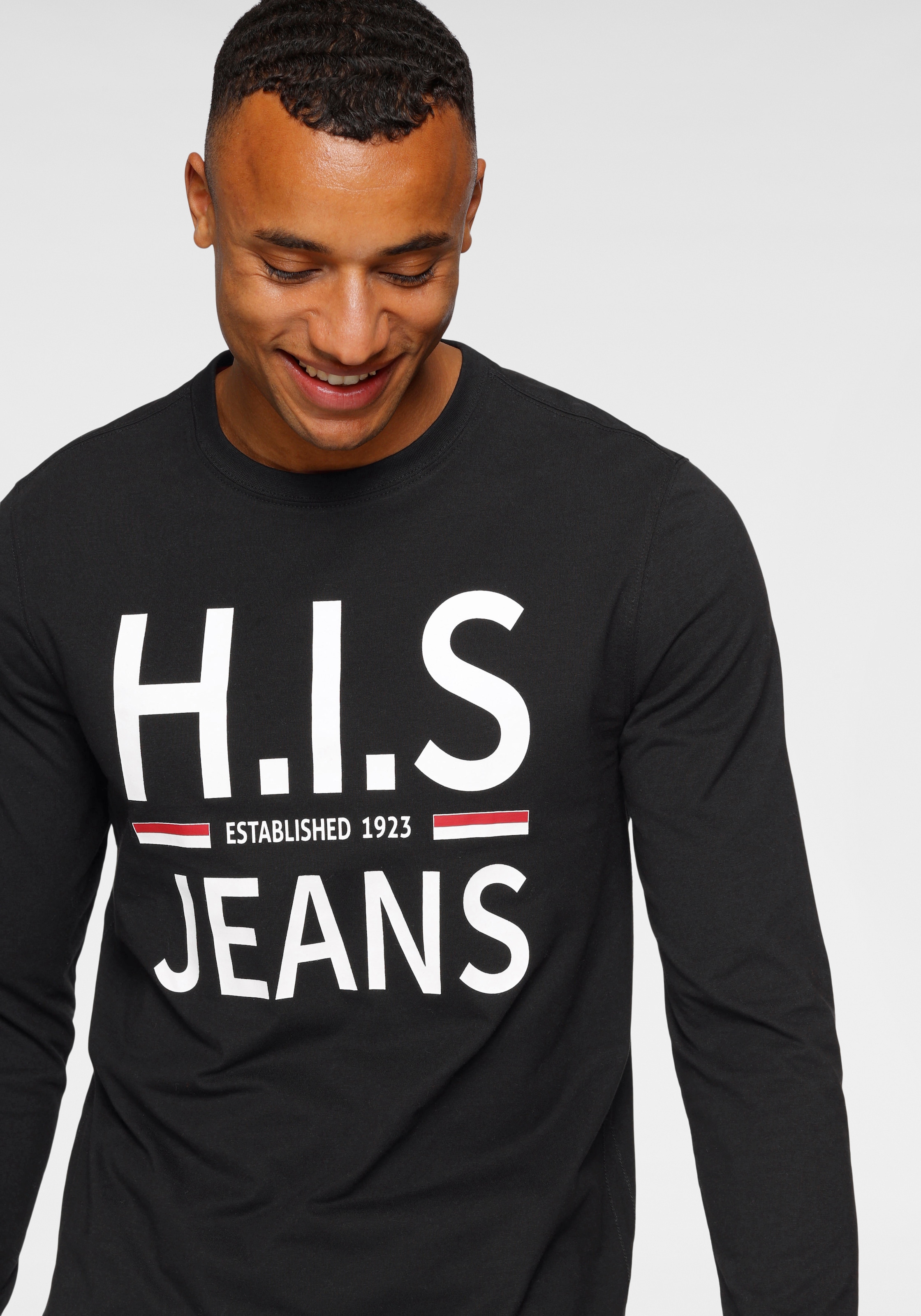 H.I.S Langarmshirt, Langarm, schmaler Basic-Schnitt, bedrucktes Design