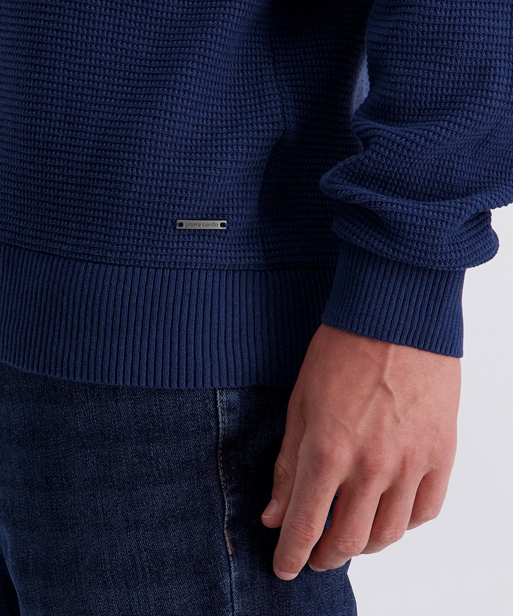 Pierre Cardin Pull à col rond avec motif à structure gaufrée