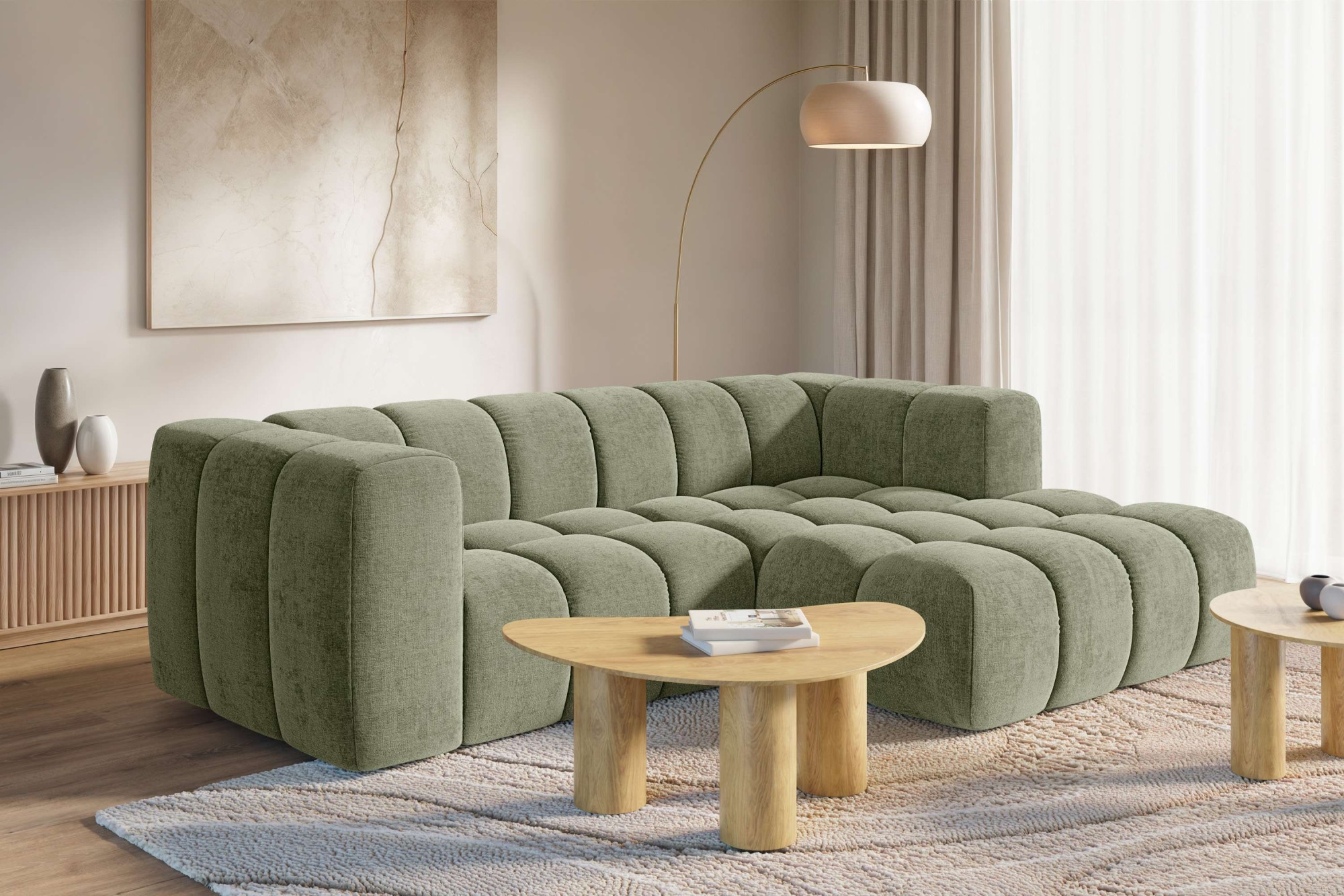 homsy by Ana Johnson Canapé d'angle »»L« BOUBELLE L-Form, Design-Sofa, Bubble-Optik, Breite 247 cm« hoher Sitzkomfort dank Wellenunterfederung, L Sitztiefe 63 cm